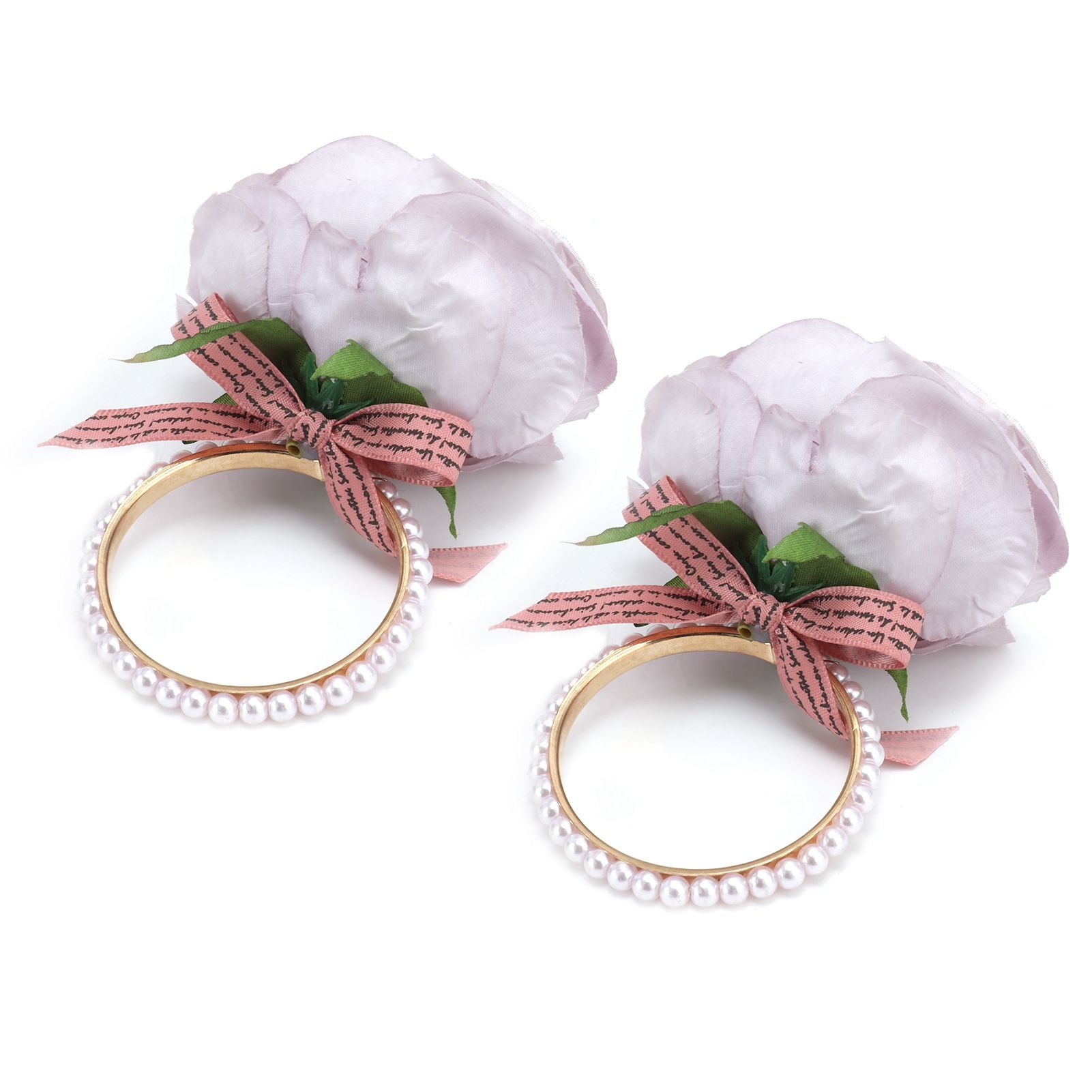 2Pcs Iron Napkin Buckle Simulation Flower Artificial Pearl Napkin Ring for view 9