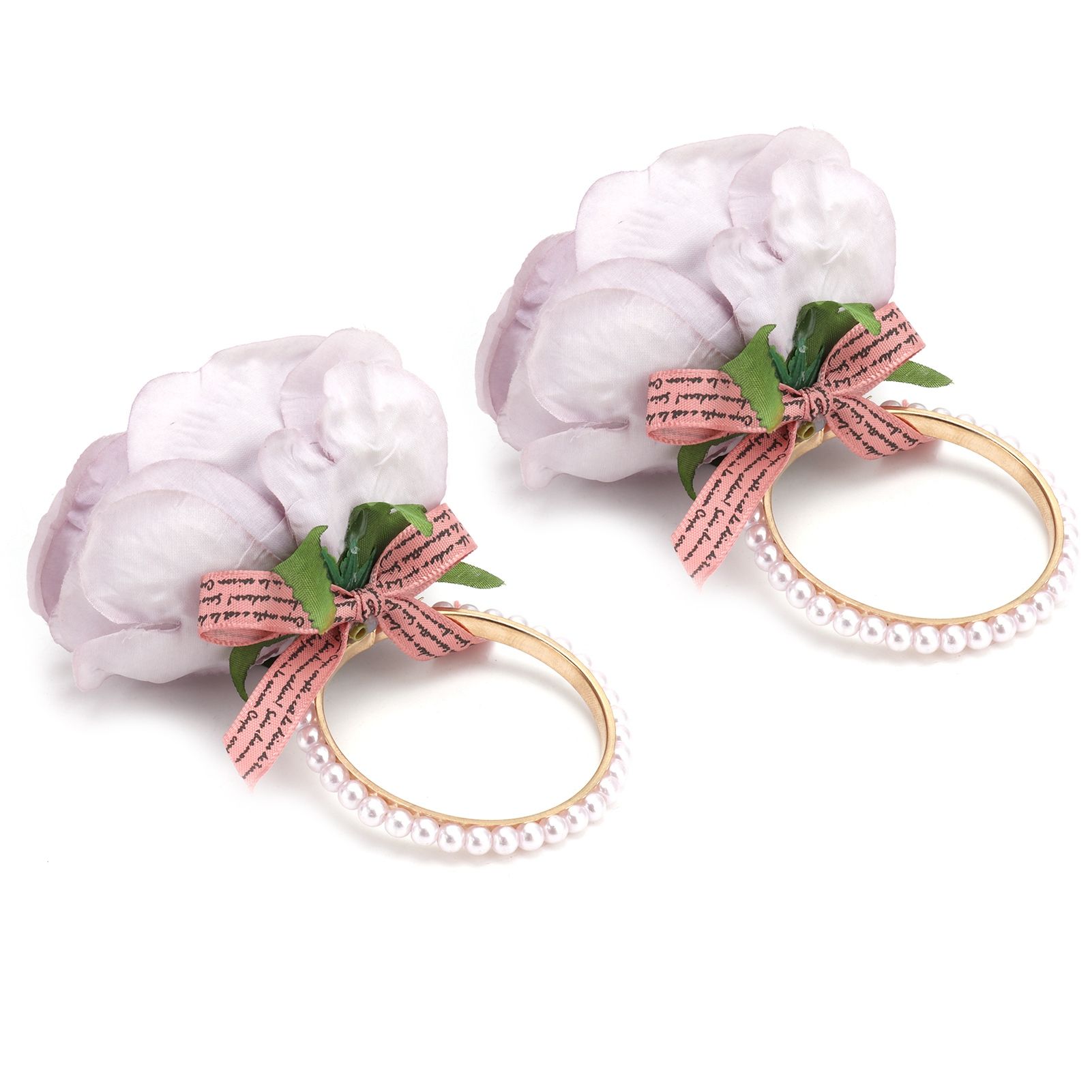2Pcs Iron Napkin Buckle Simulation Flower Artificial Pearl Napkin Ring for view 10