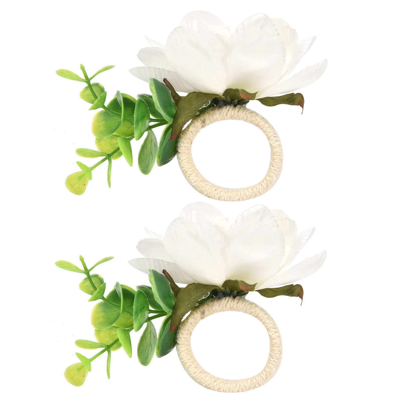 2Pcs Hemp Rope Napkin Buckle Simulation Flower Napkin Ring for Hotel Western view 3