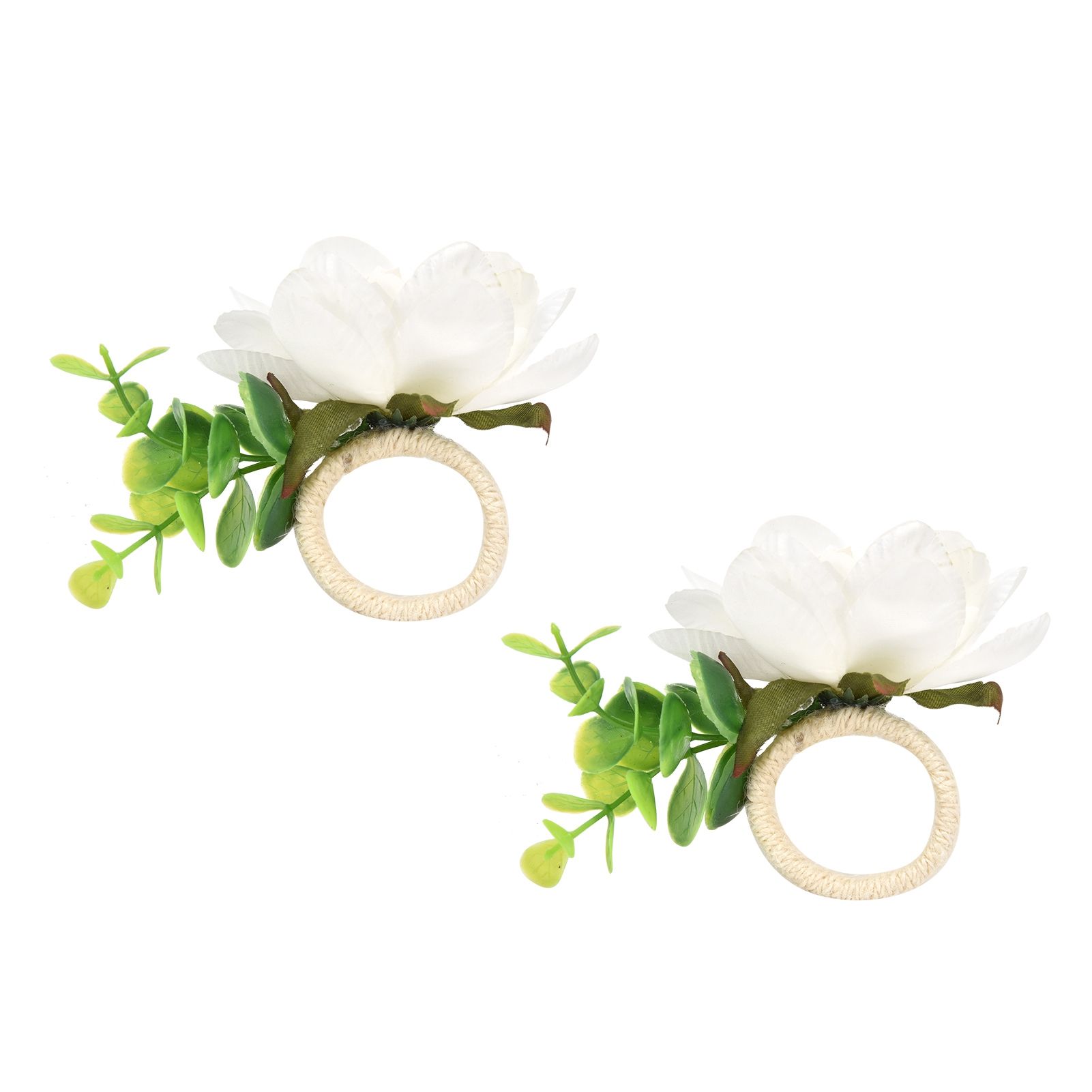 2Pcs Hemp Rope Napkin Buckle Simulation Flower Napkin Ring for Hotel Western view 4