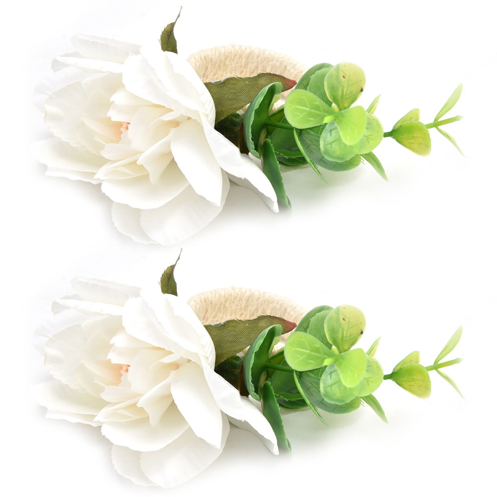 2Pcs Hemp Rope Napkin Buckle Simulation Flower Napkin Ring for Hotel Western view 5
