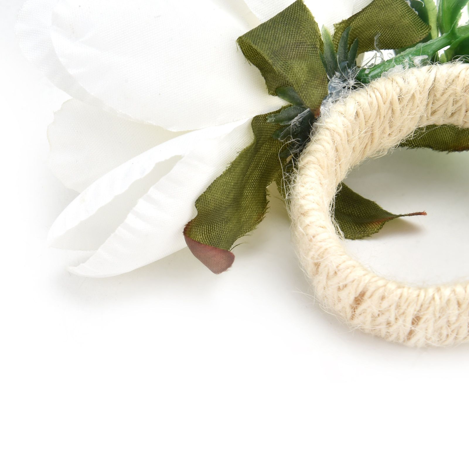 2Pcs Hemp Rope Napkin Buckle Simulation Flower Napkin Ring for Hotel Western view 14