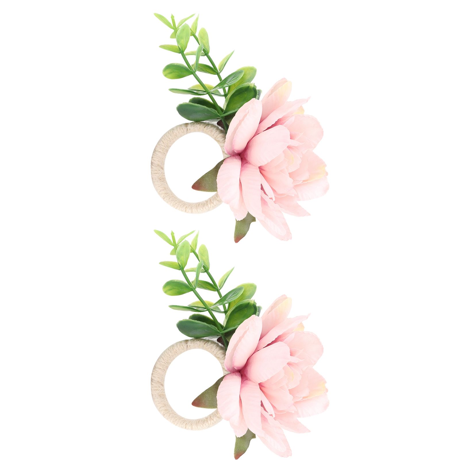 2Pcs Hemp Rope Napkin Buckle Simulation Flower Napkin Ring for Hotel Western view 4