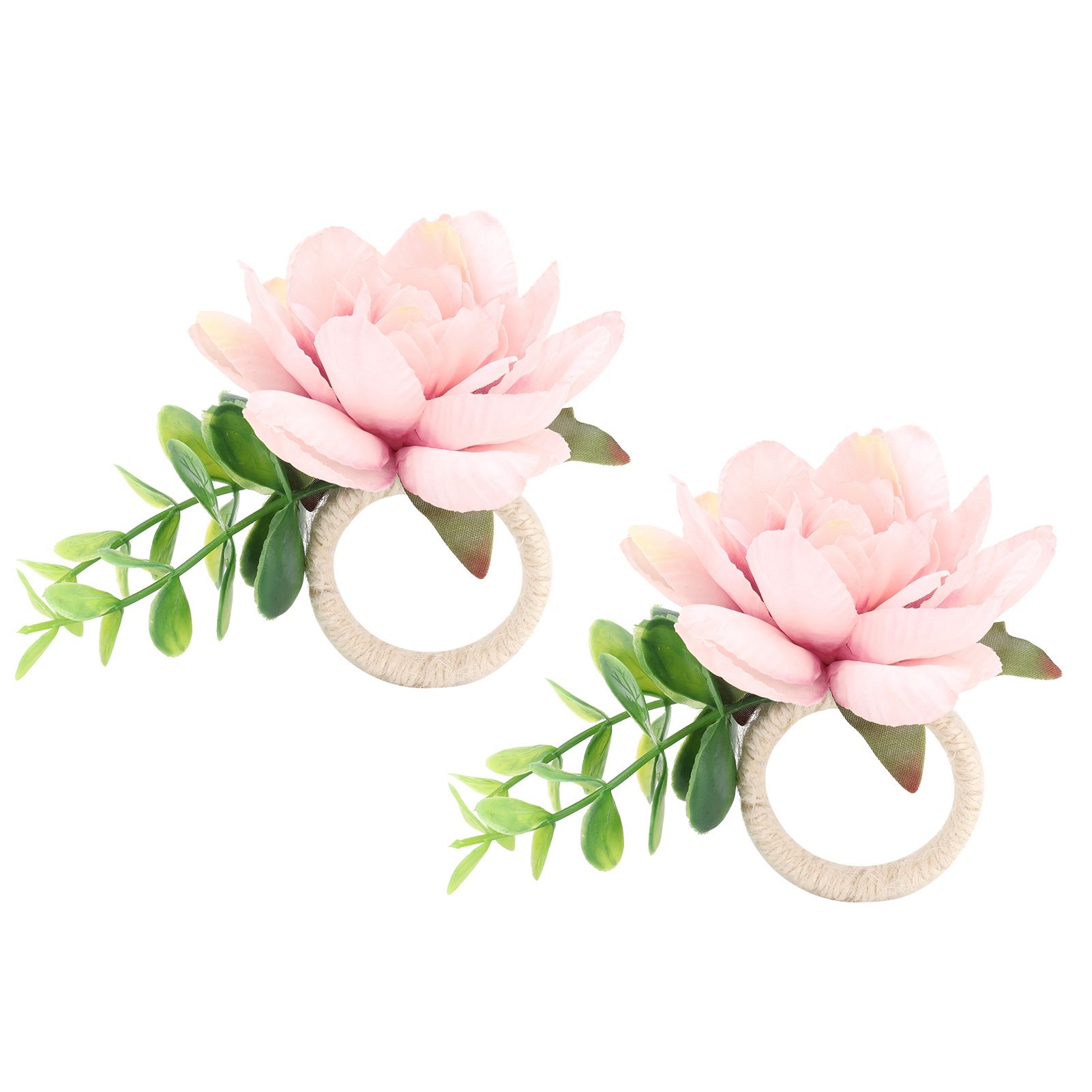 2Pcs Hemp Rope Napkin Buckle Simulation Flower Napkin Ring for Hotel Western view 5