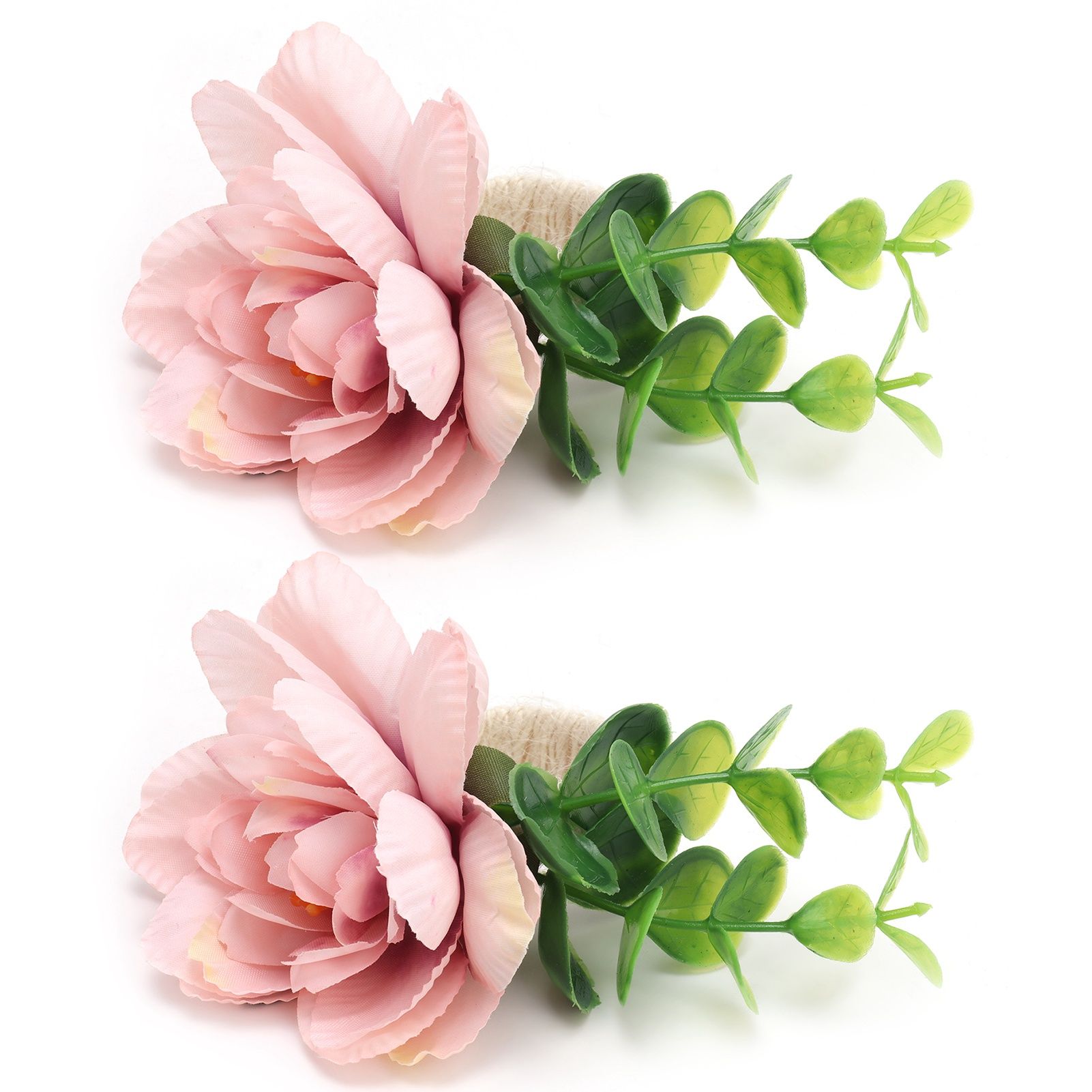 2Pcs Hemp Rope Napkin Buckle Simulation Flower Napkin Ring for Hotel Western view 6