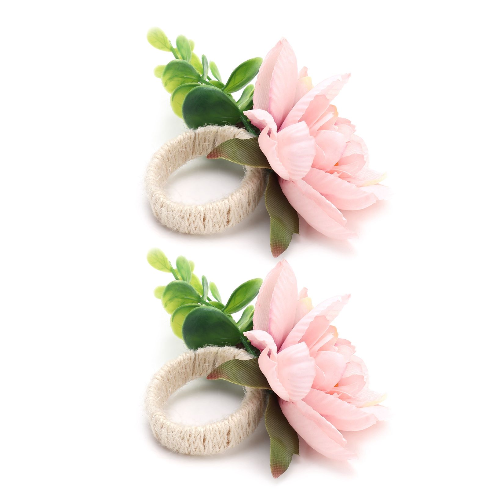 2Pcs Hemp Rope Napkin Buckle Simulation Flower Napkin Ring for Hotel Western view 7