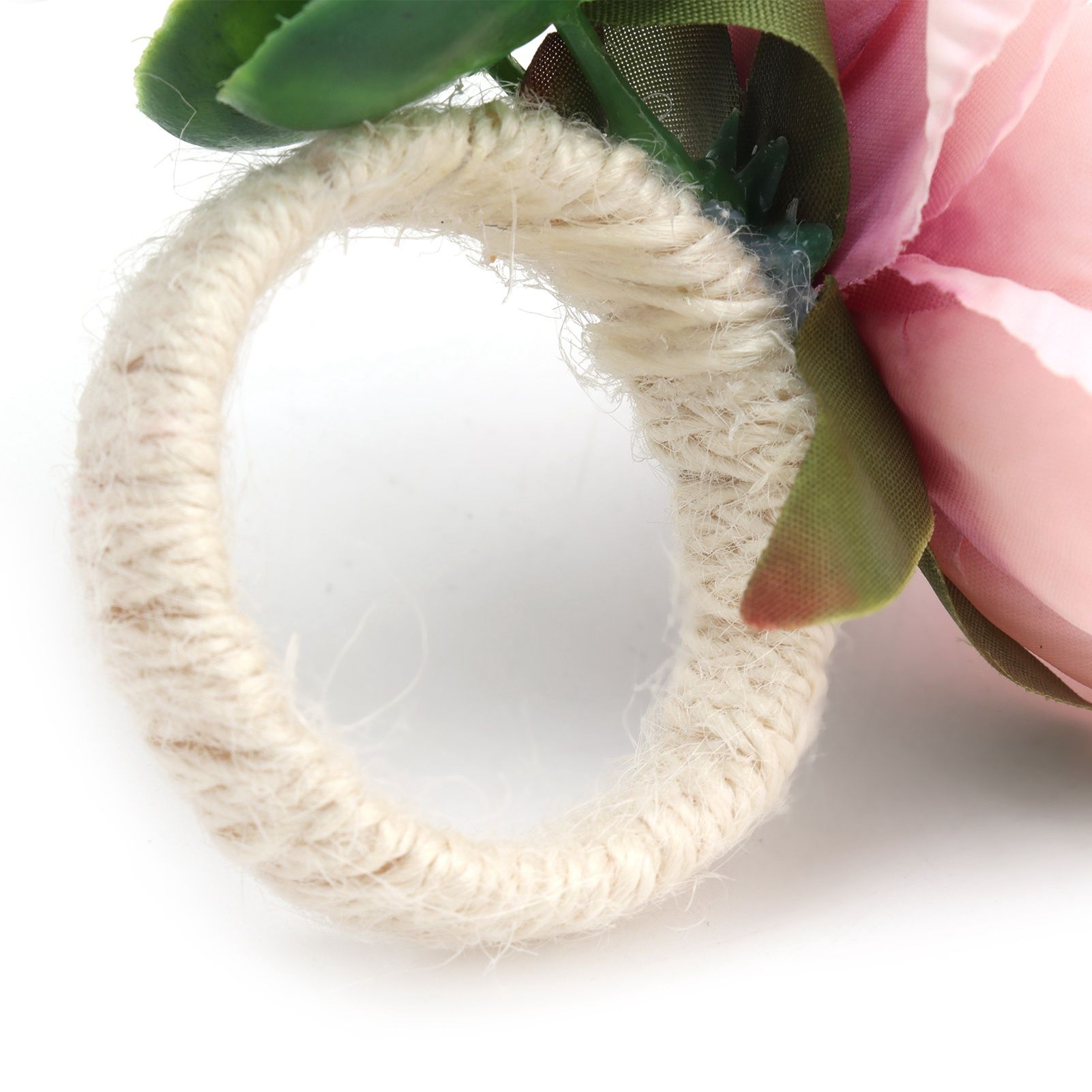 2Pcs Hemp Rope Napkin Buckle Simulation Flower Napkin Ring for Hotel Western view 14