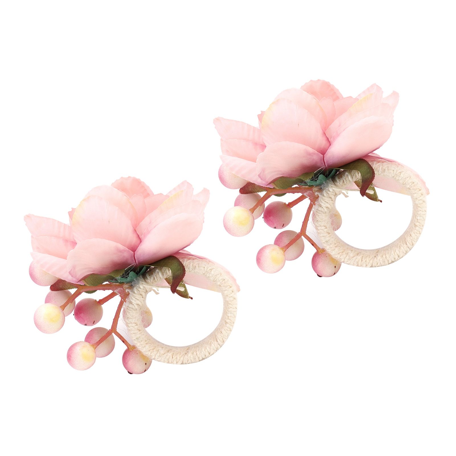 2Pcs Hemp Rope Napkin Buckle Simulation Flower Napkin Ring for Hotel Western view 3