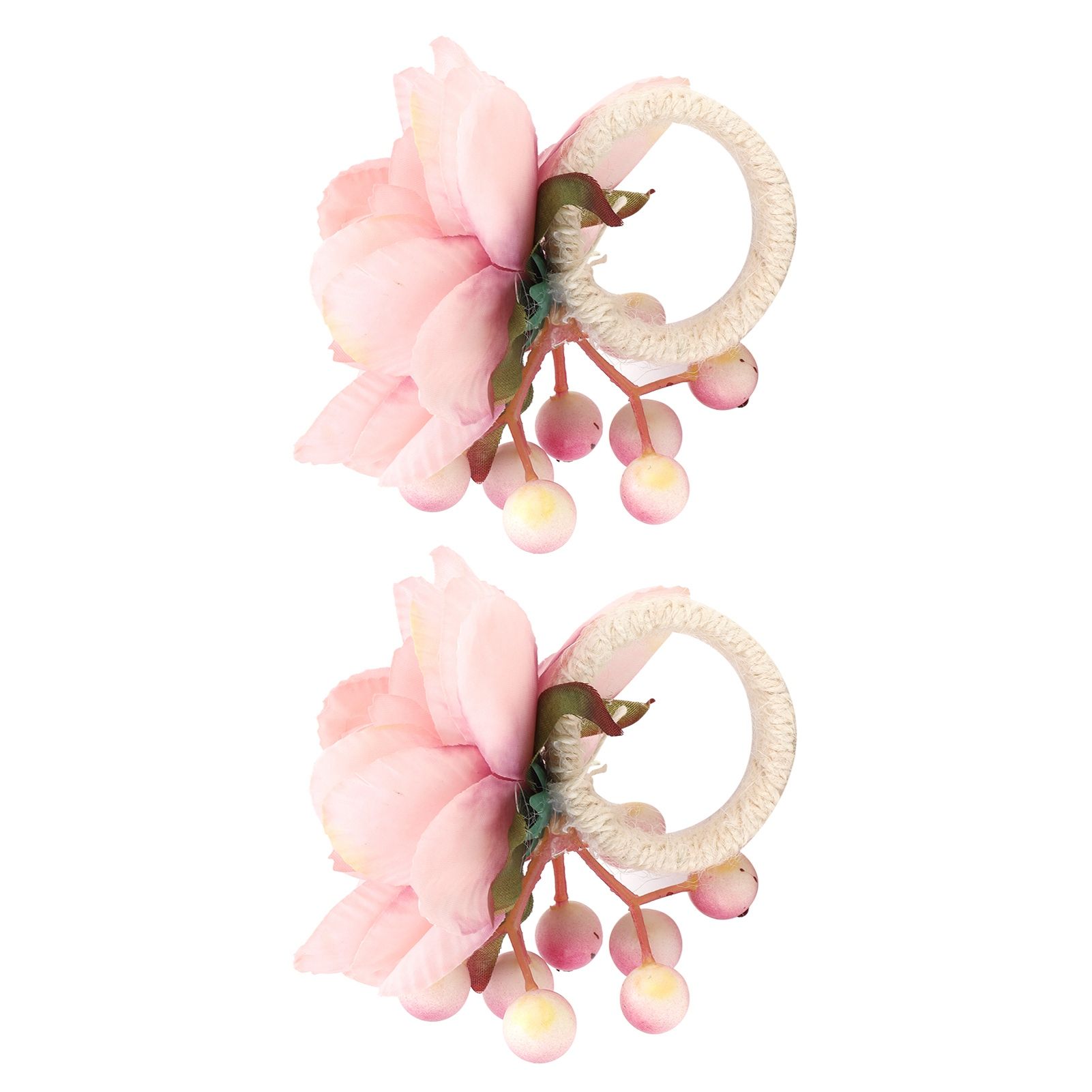 2Pcs Hemp Rope Napkin Buckle Simulation Flower Napkin Ring for Hotel Western view 4