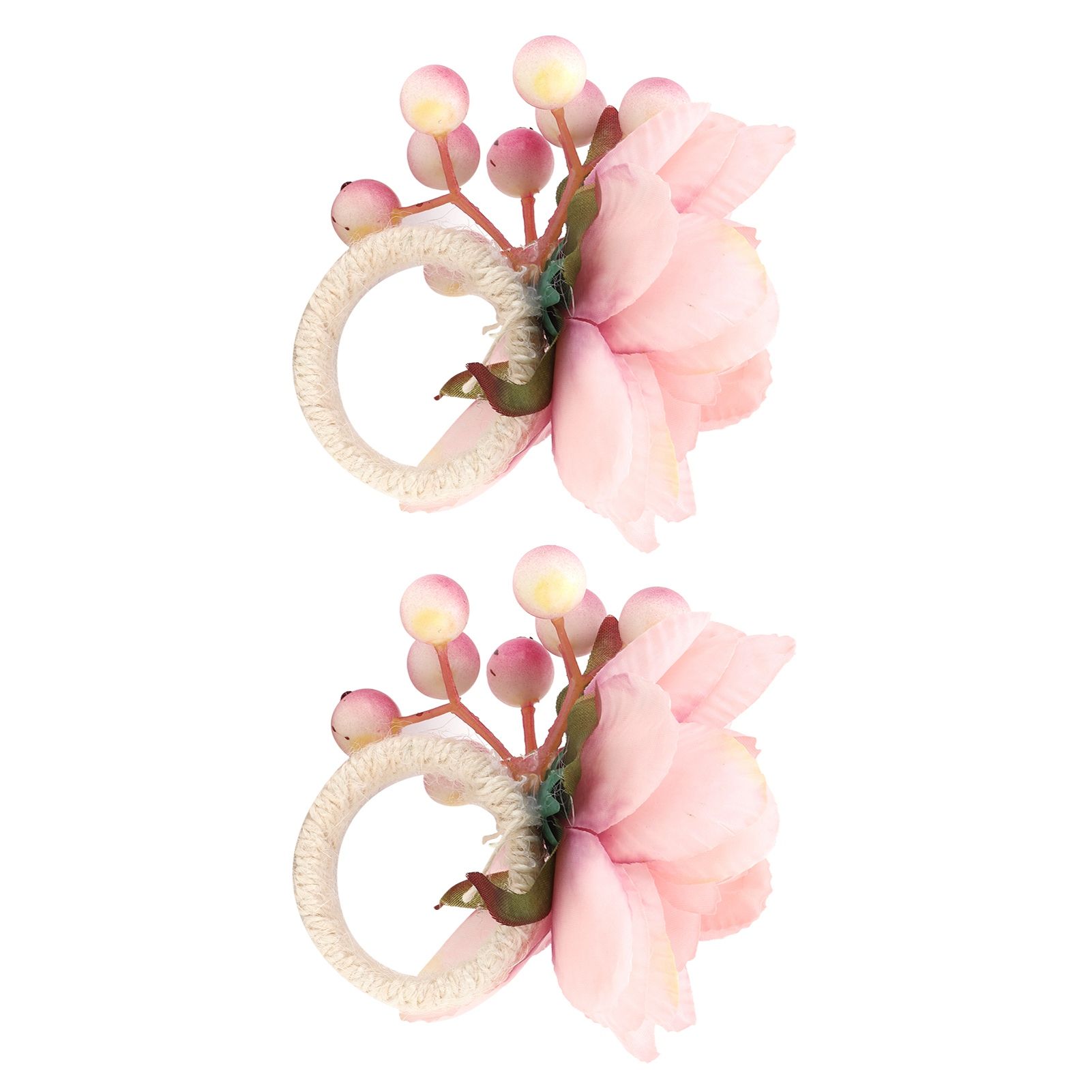 2Pcs Hemp Rope Napkin Buckle Simulation Flower Napkin Ring for Hotel Western view 5