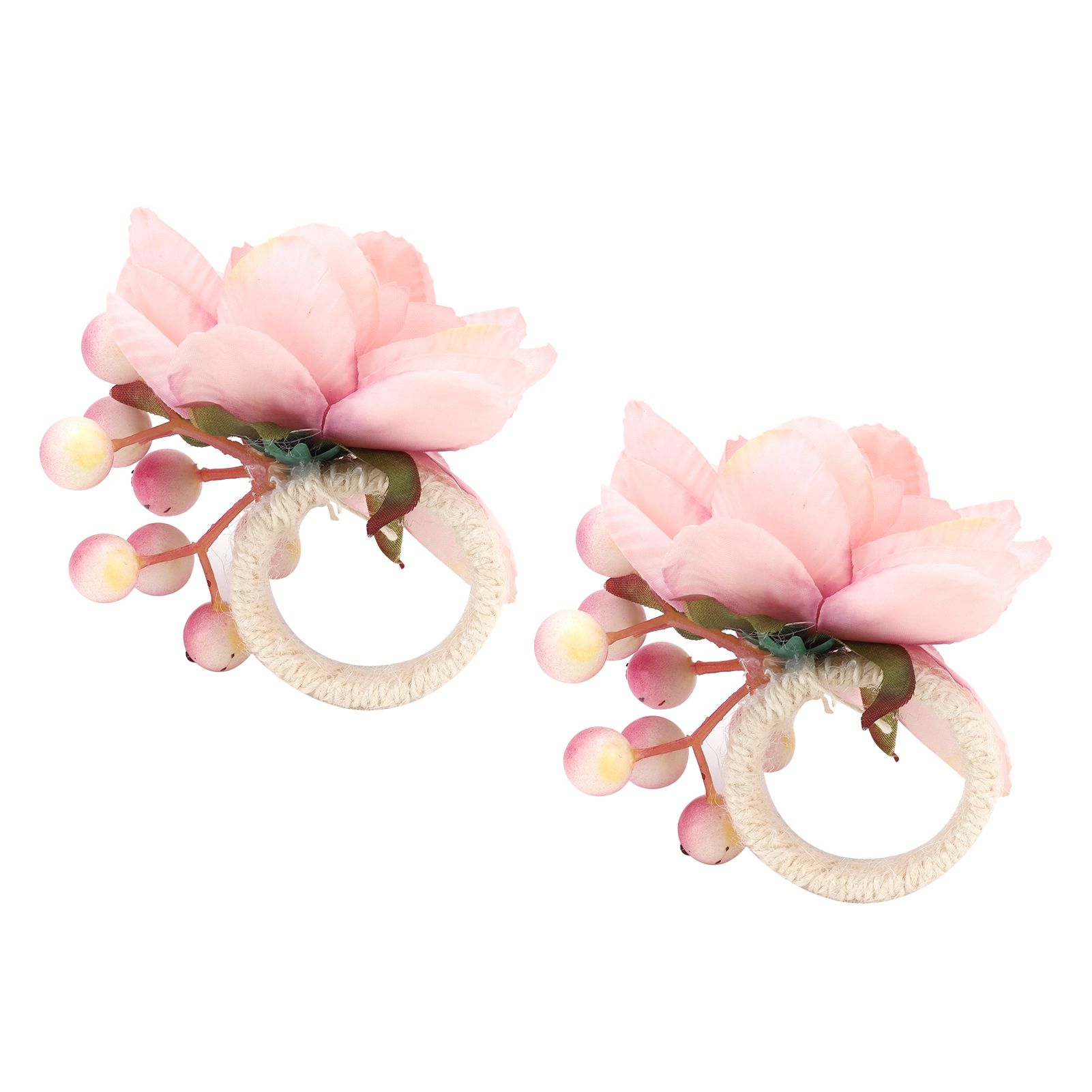 2Pcs Hemp Rope Napkin Buckle Simulation Flower Napkin Ring for Hotel Western view 6