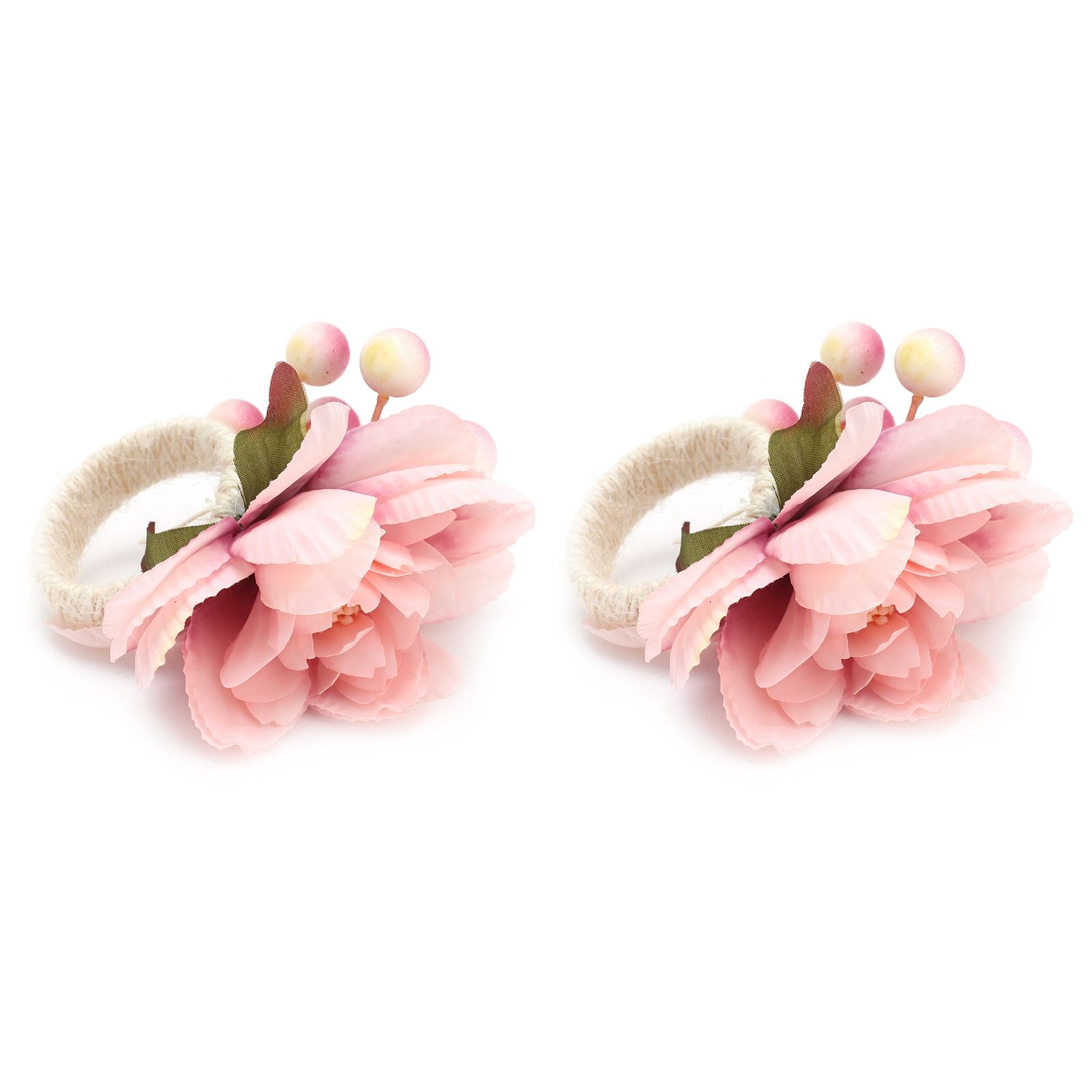 2Pcs Hemp Rope Napkin Buckle Simulation Flower Napkin Ring for Hotel Western view 9