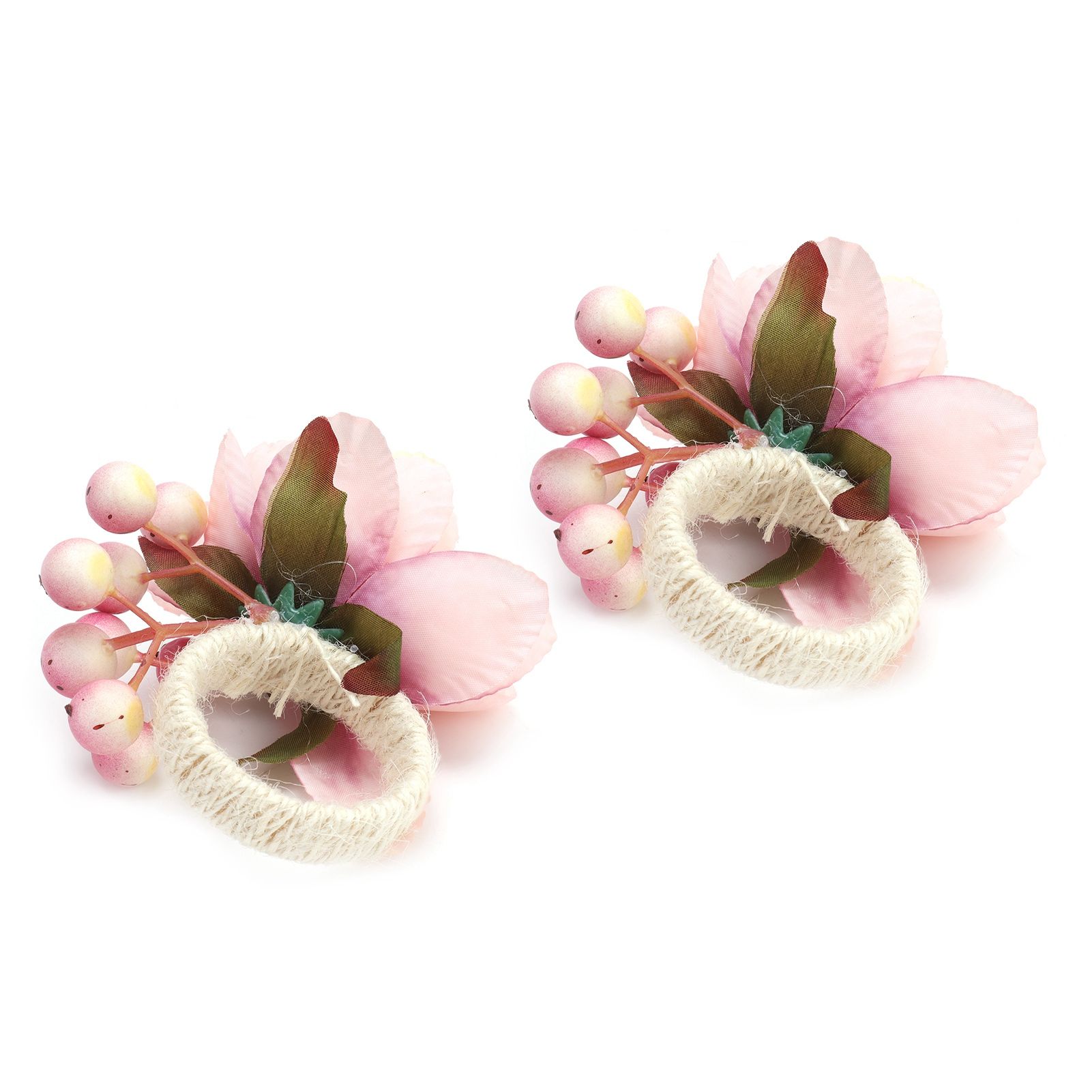 2Pcs Hemp Rope Napkin Buckle Simulation Flower Napkin Ring for Hotel Western view 10
