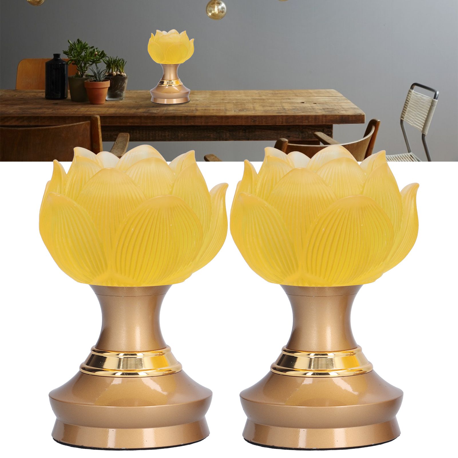 2 Set LED Buddhist Light Yellow Buddha Lamp Adjustable Buddhist Flower Light view 11