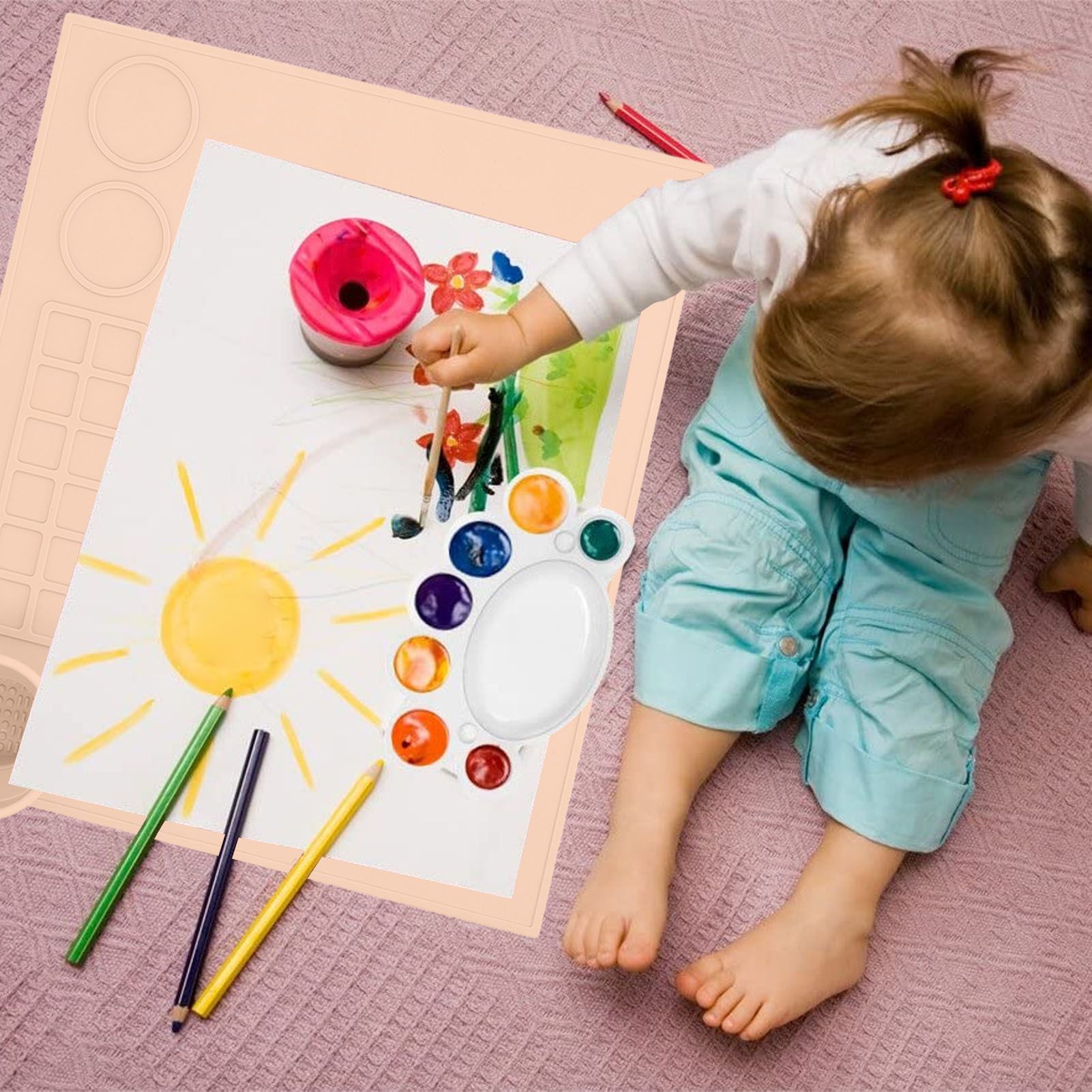 Silicone Painting Mat Prevent Slip Thick Large Kids Craft Art Mat with Cup for view 12