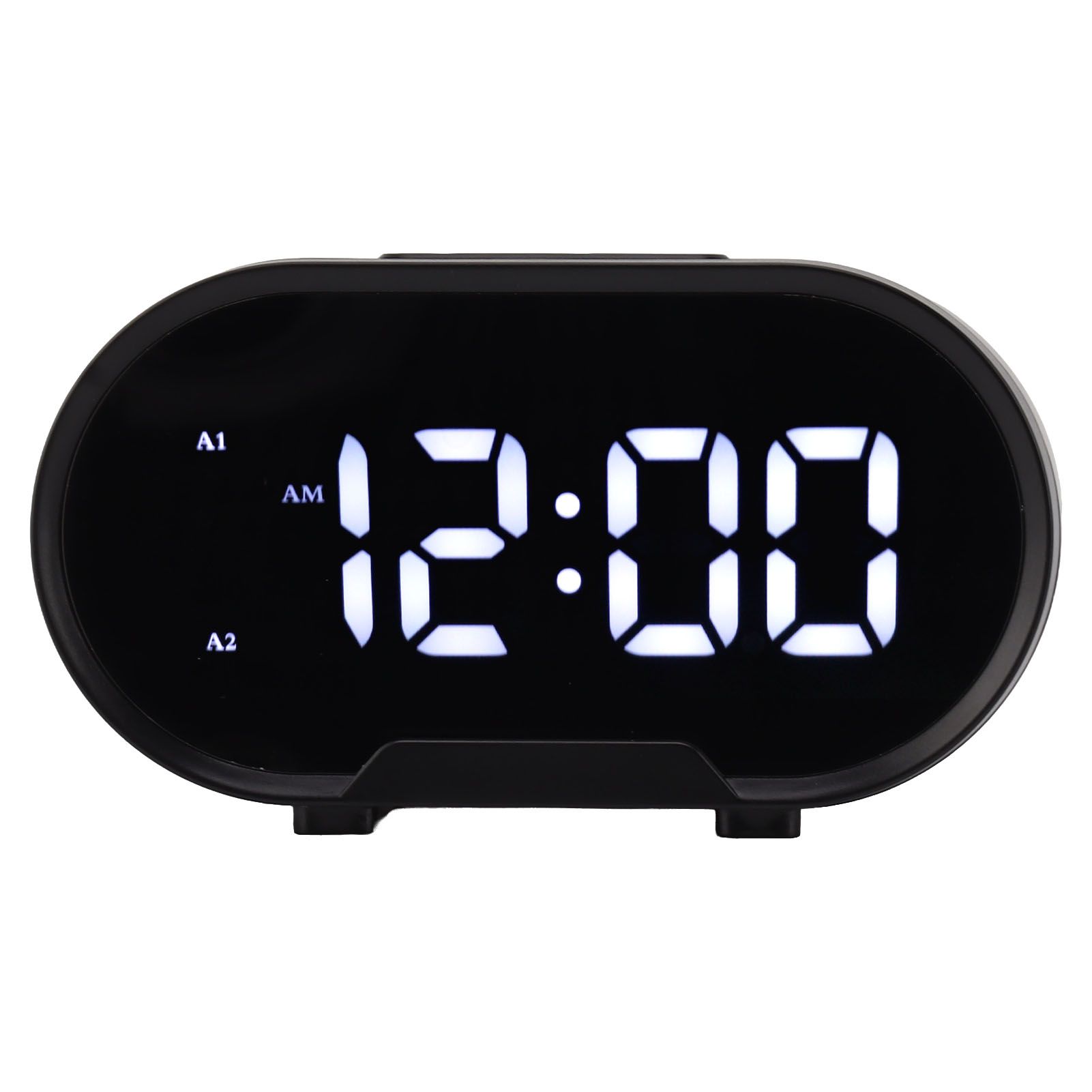 Digital Alarm Clock USB LED Display White Light Mirror Electronic Desktop view 2