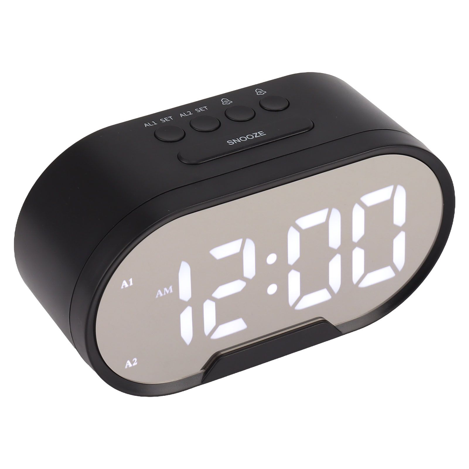 Digital Alarm Clock USB LED Display White Light Mirror Electronic Desktop view 7