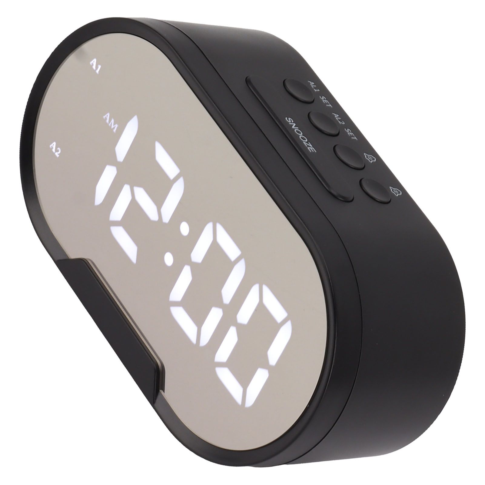 Digital Alarm Clock USB LED Display White Light Mirror Electronic Desktop view 9
