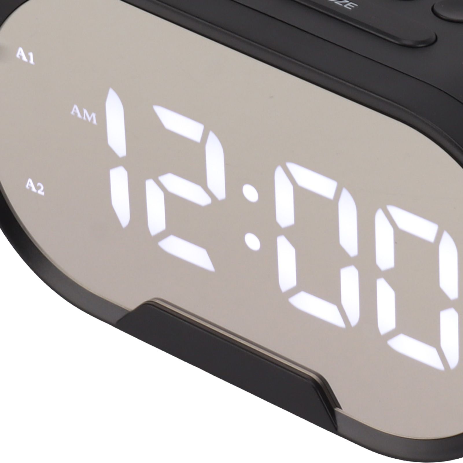 Digital Alarm Clock USB LED Display White Light Mirror Electronic Desktop view 14