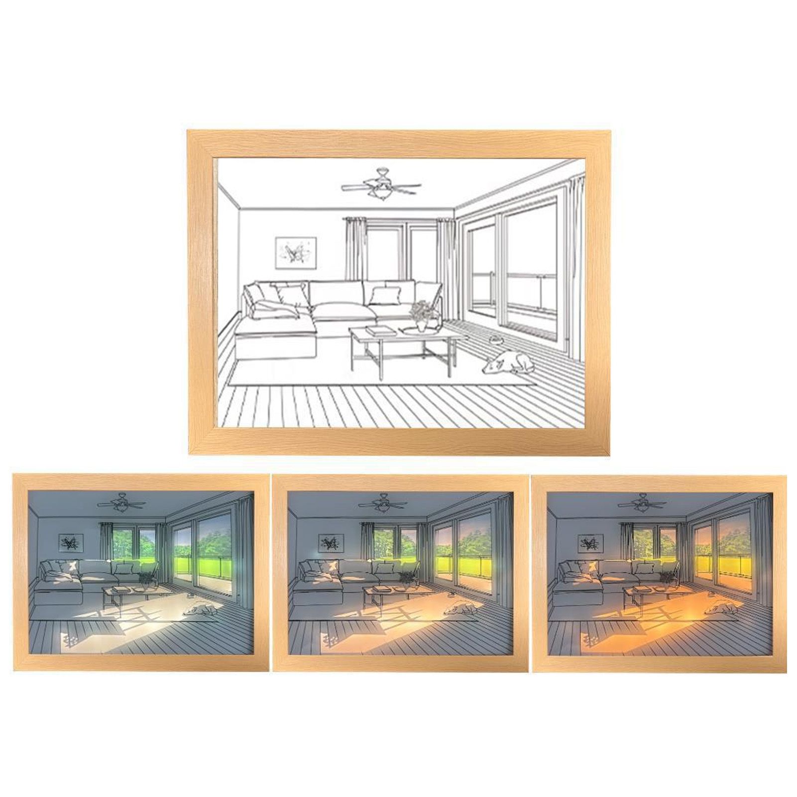 LED Illuminated Wall Art Lighted Decor Light Shadow Photo Frame Painting 3 view 11