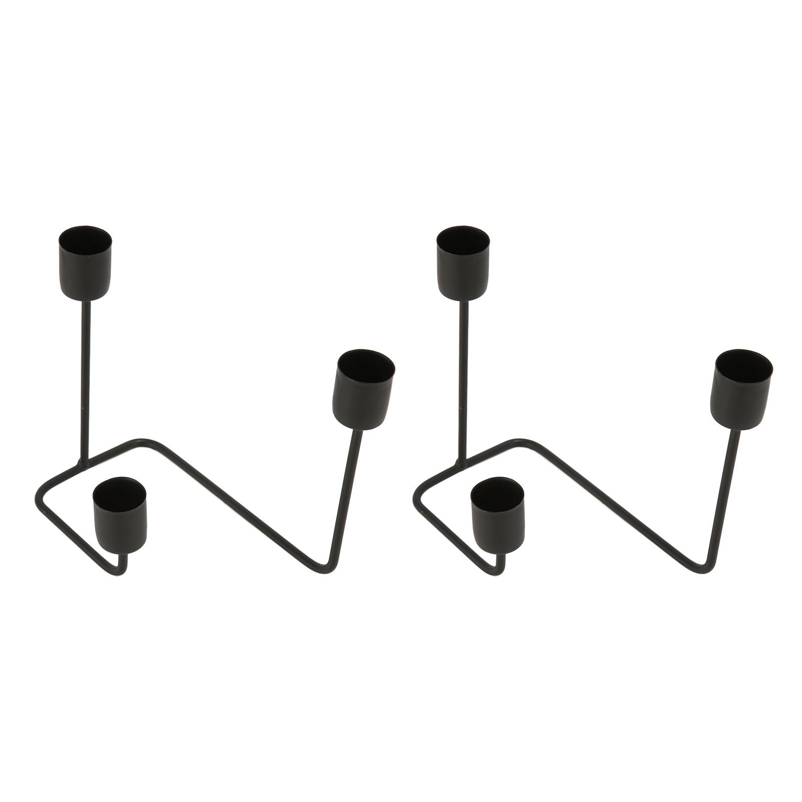 2 Pcs 3 Arm Candle Holder Black Simple Modern Candlestick Holder Decorative view 2