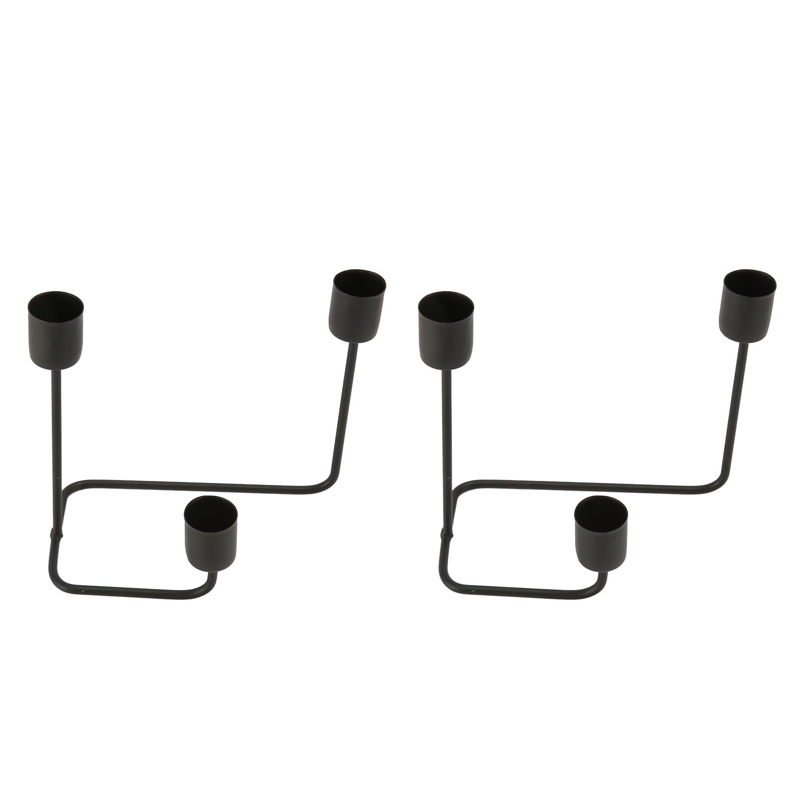2 Pcs 3 Arm Candle Holder Black Simple Modern Candlestick Holder Decorative view 3