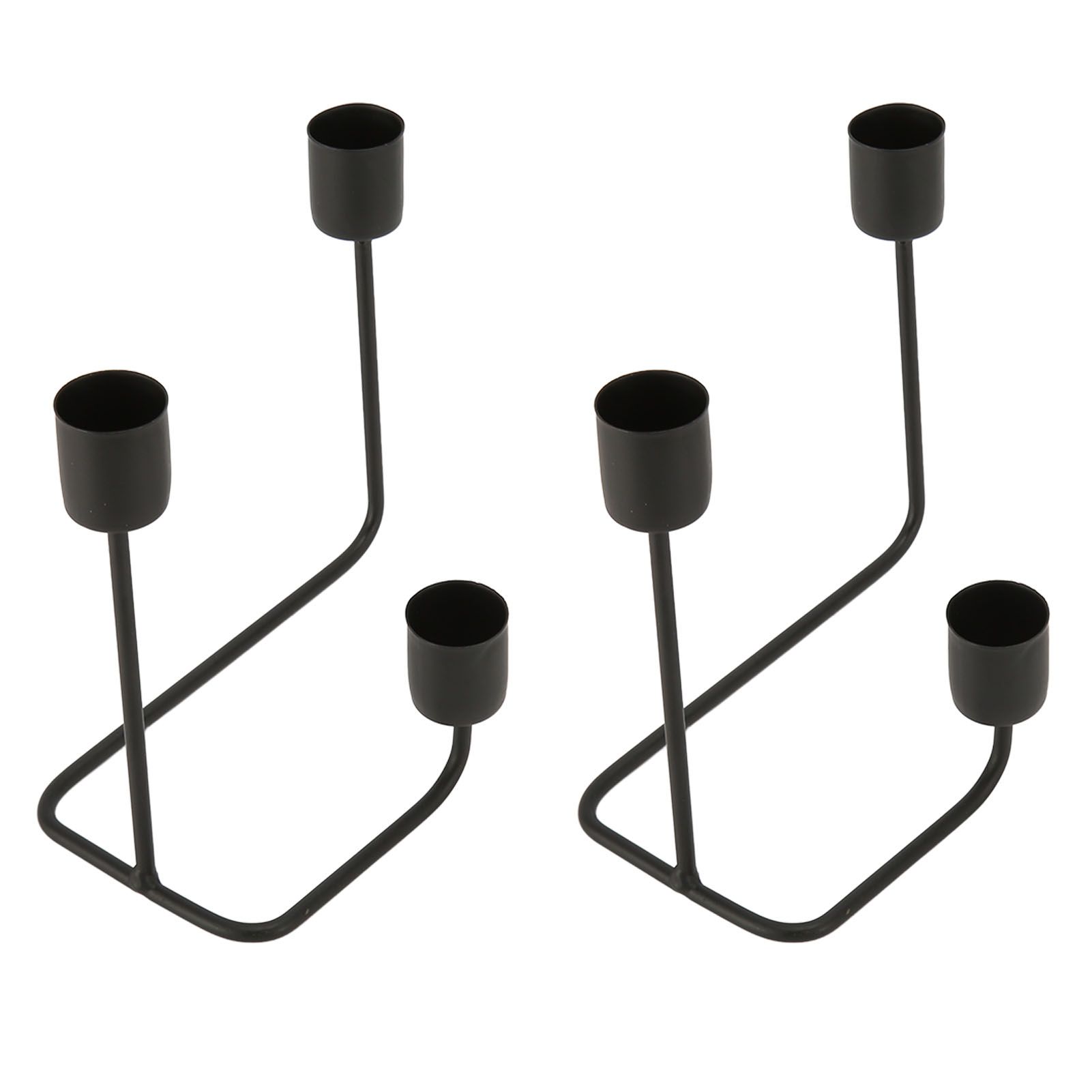 2 Pcs 3 Arm Candle Holder Black Simple Modern Candlestick Holder Decorative view 4