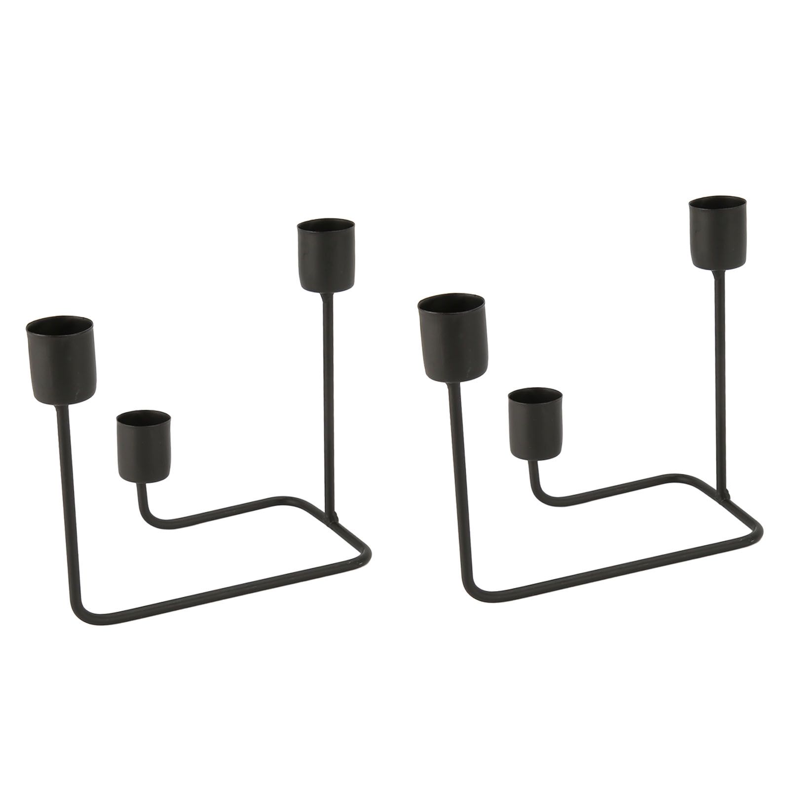 2 Pcs 3 Arm Candle Holder Black Simple Modern Candlestick Holder Decorative view 6