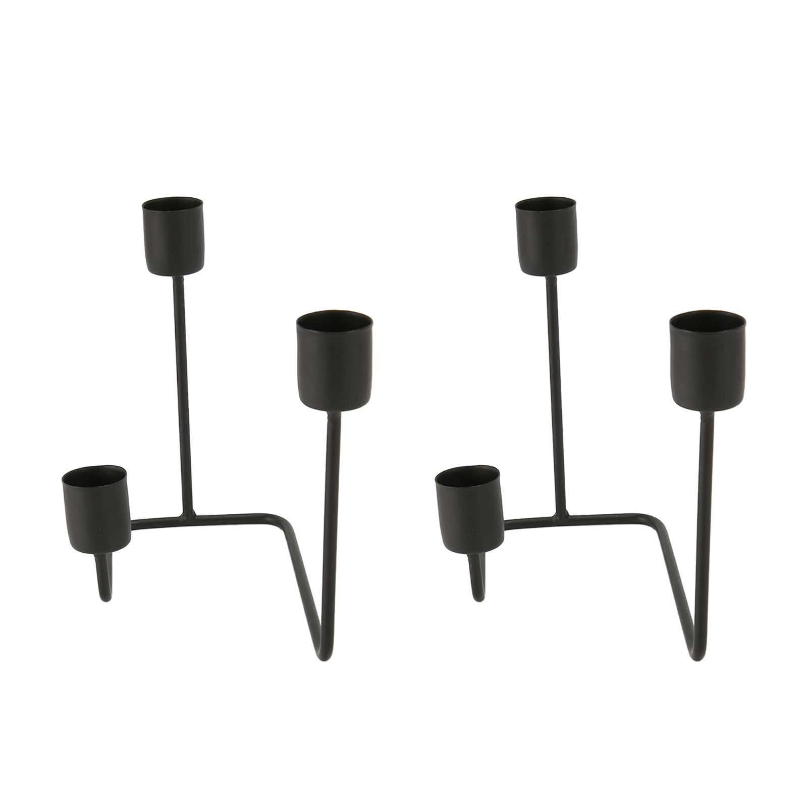 2 Pcs 3 Arm Candle Holder Black Simple Modern Candlestick Holder Decorative view 7