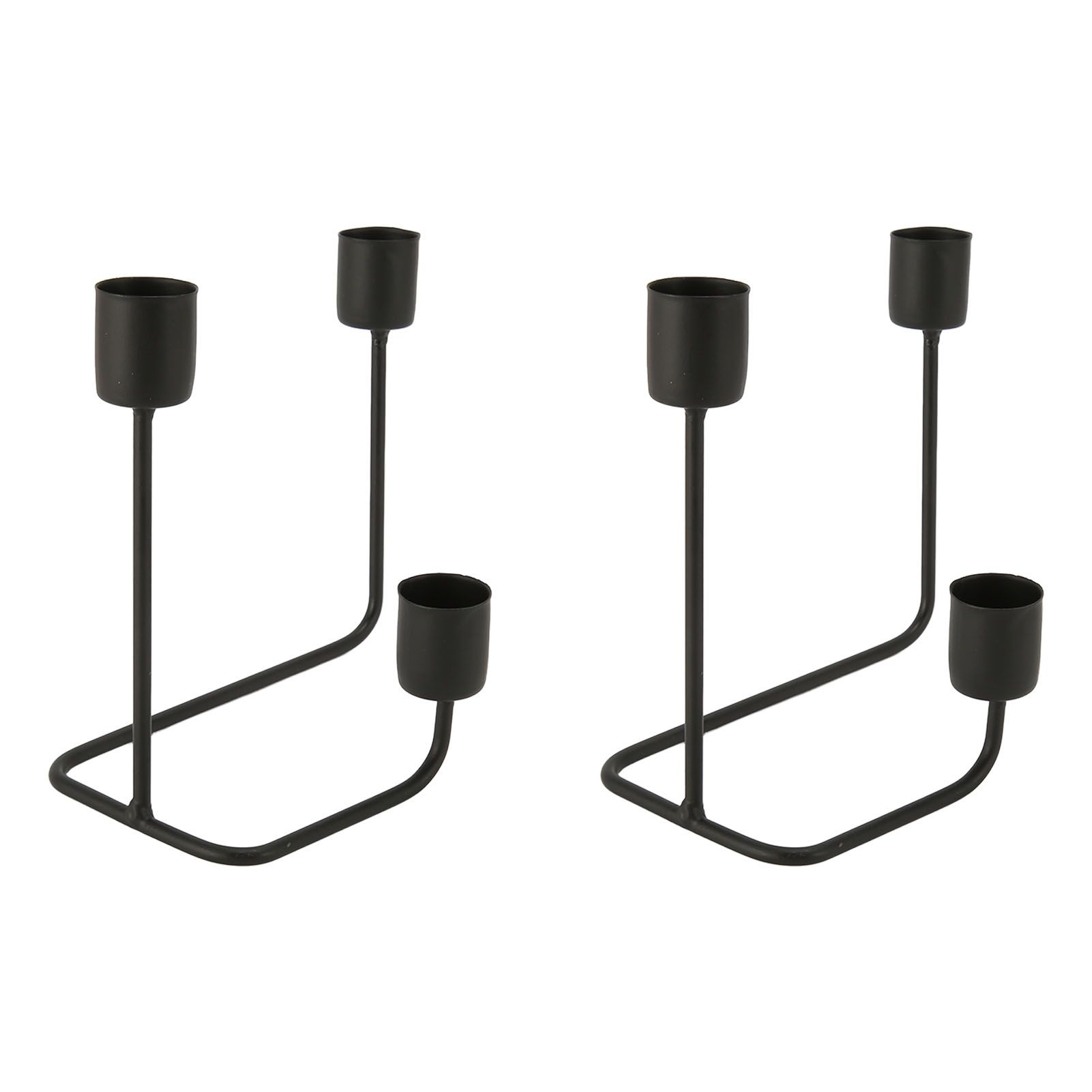 2 Pcs 3 Arm Candle Holder Black Simple Modern Candlestick Holder Decorative view 8