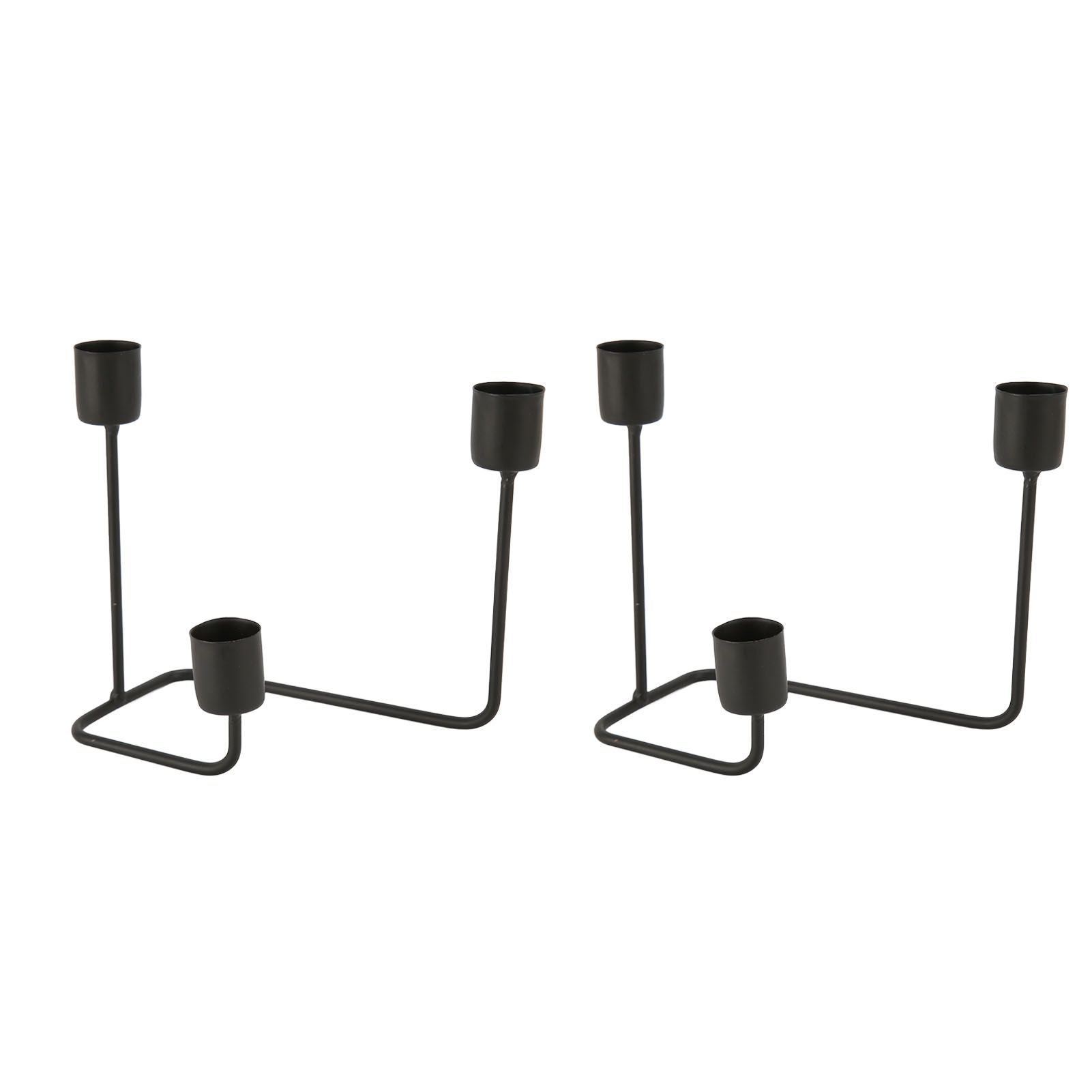 2 Pcs 3 Arm Candle Holder Black Simple Modern Candlestick Holder Decorative view 9
