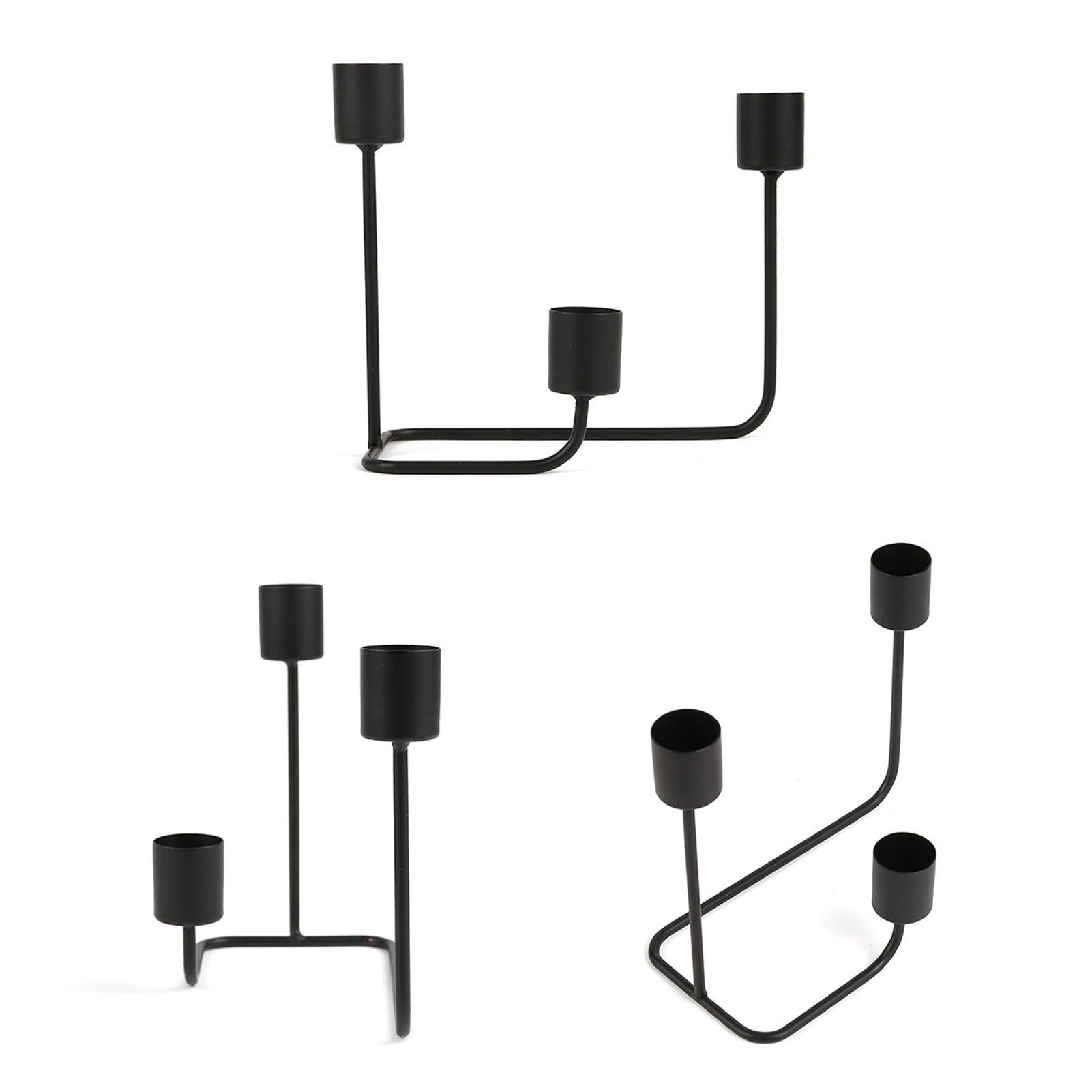 2 Pcs 3 Arm Candle Holder Black Simple Modern Candlestick Holder Decorative view 15