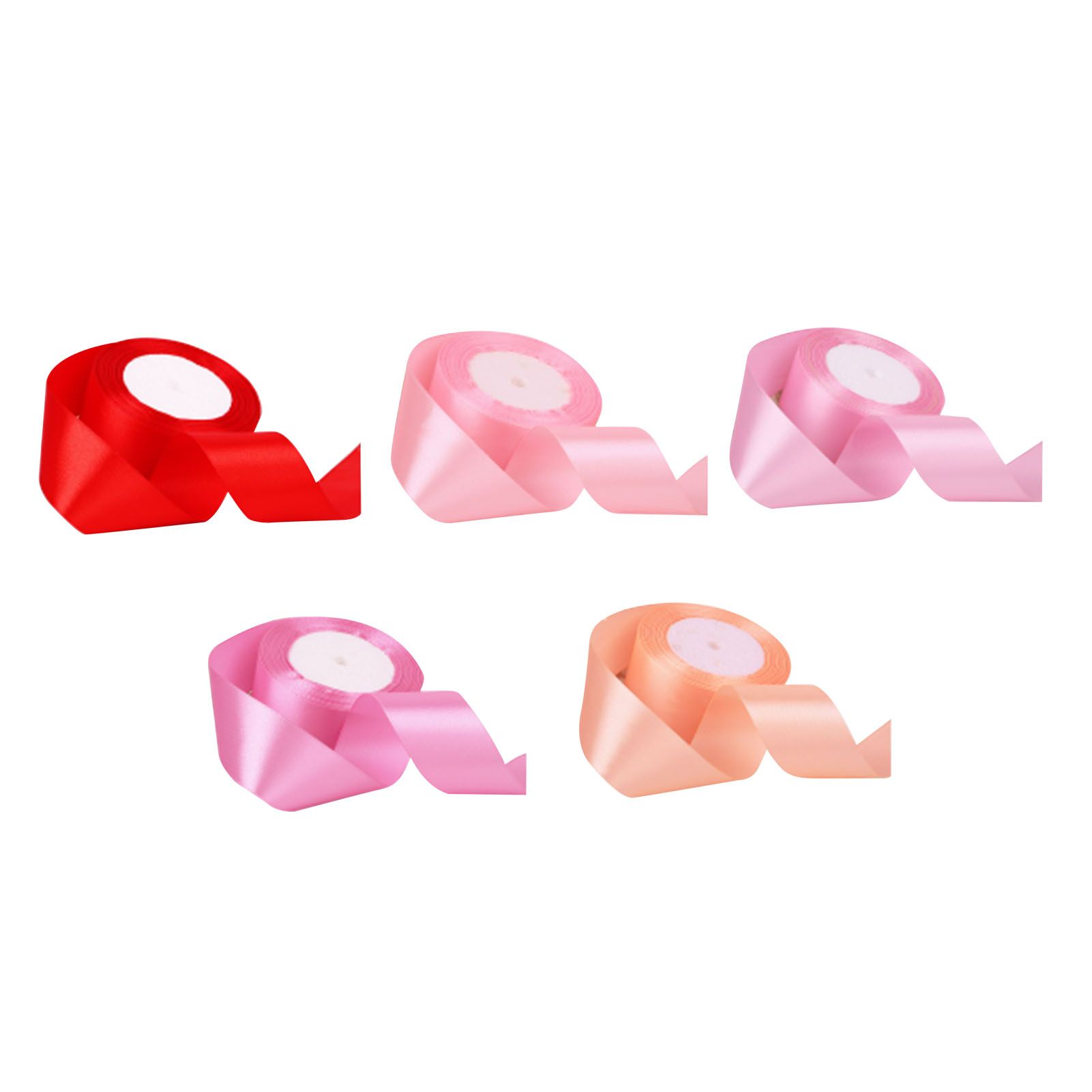 5 Roll Solid Color Ribbon 4cm Double Face Satin Ribbon for DIY Handcraft Gift