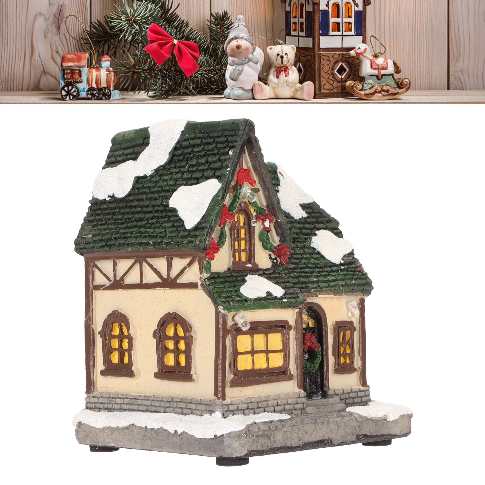 Christmas Village House Vintage Exquisite Landscaping LED Lighted Christmas view 11