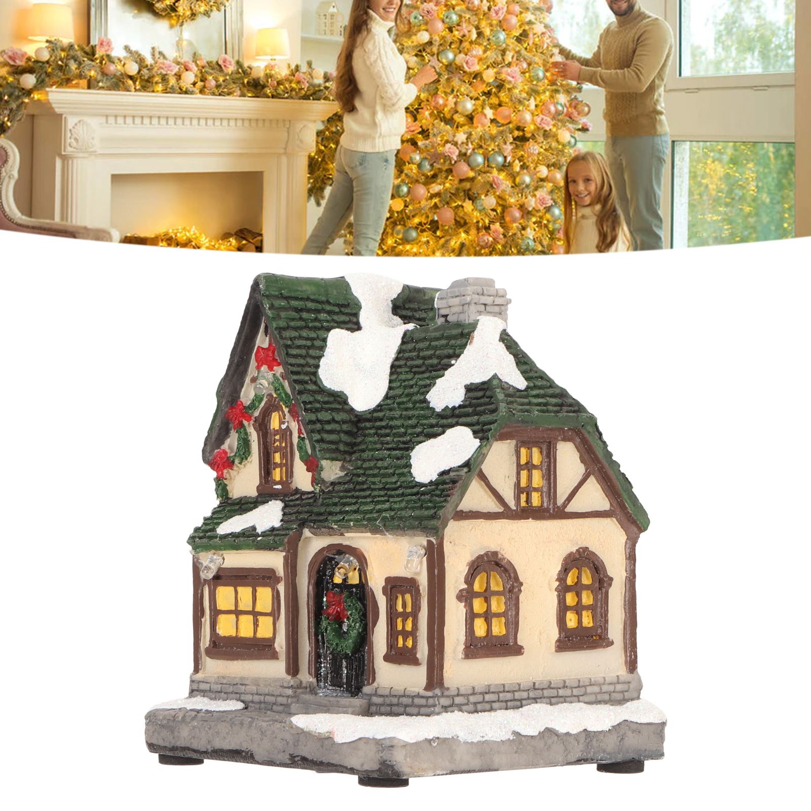 Christmas Village House Vintage Exquisite Landscaping LED Lighted Christmas view 12