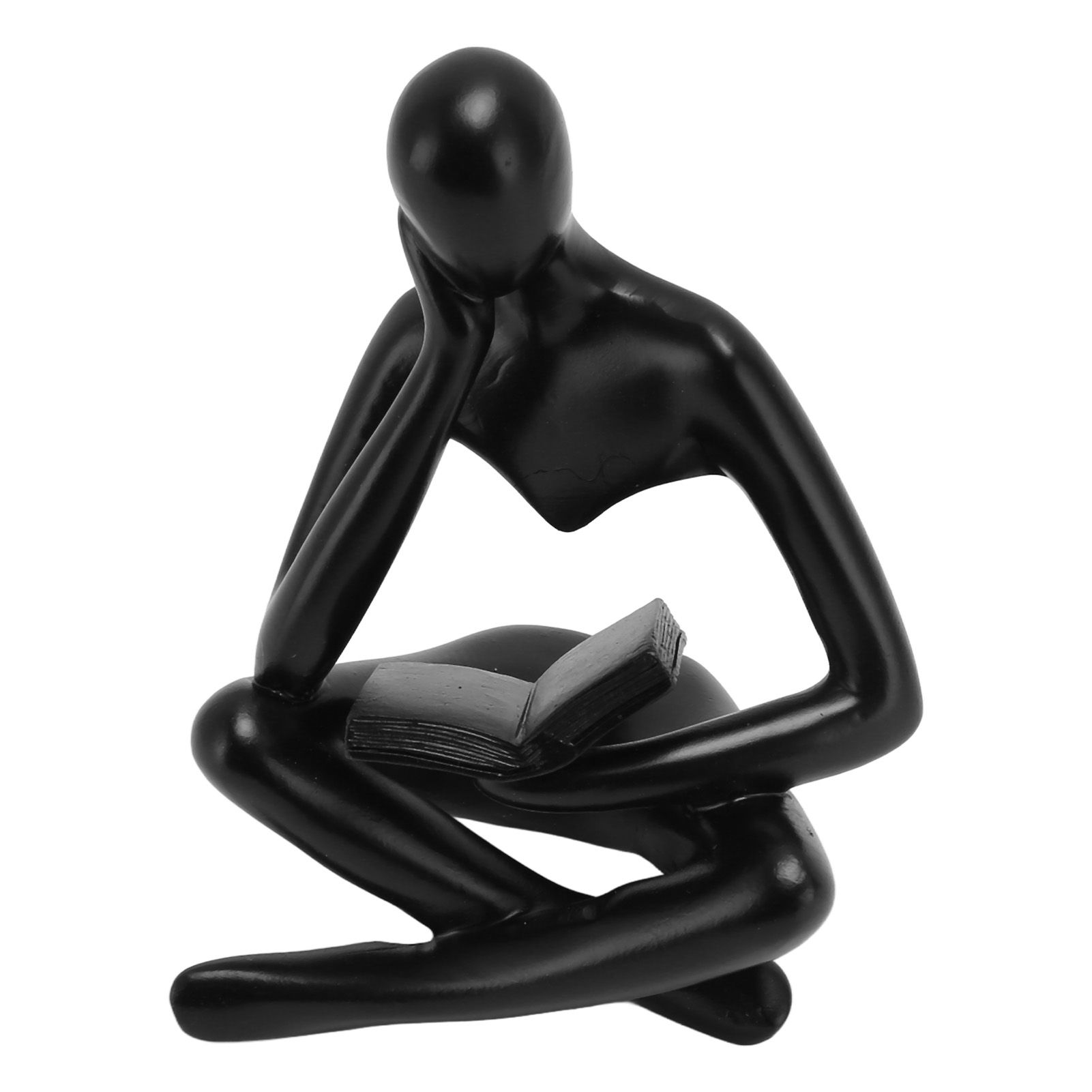 Thinker Reading Statue Resin Sitting Figure Abstract Art Ornament for Living view 5
