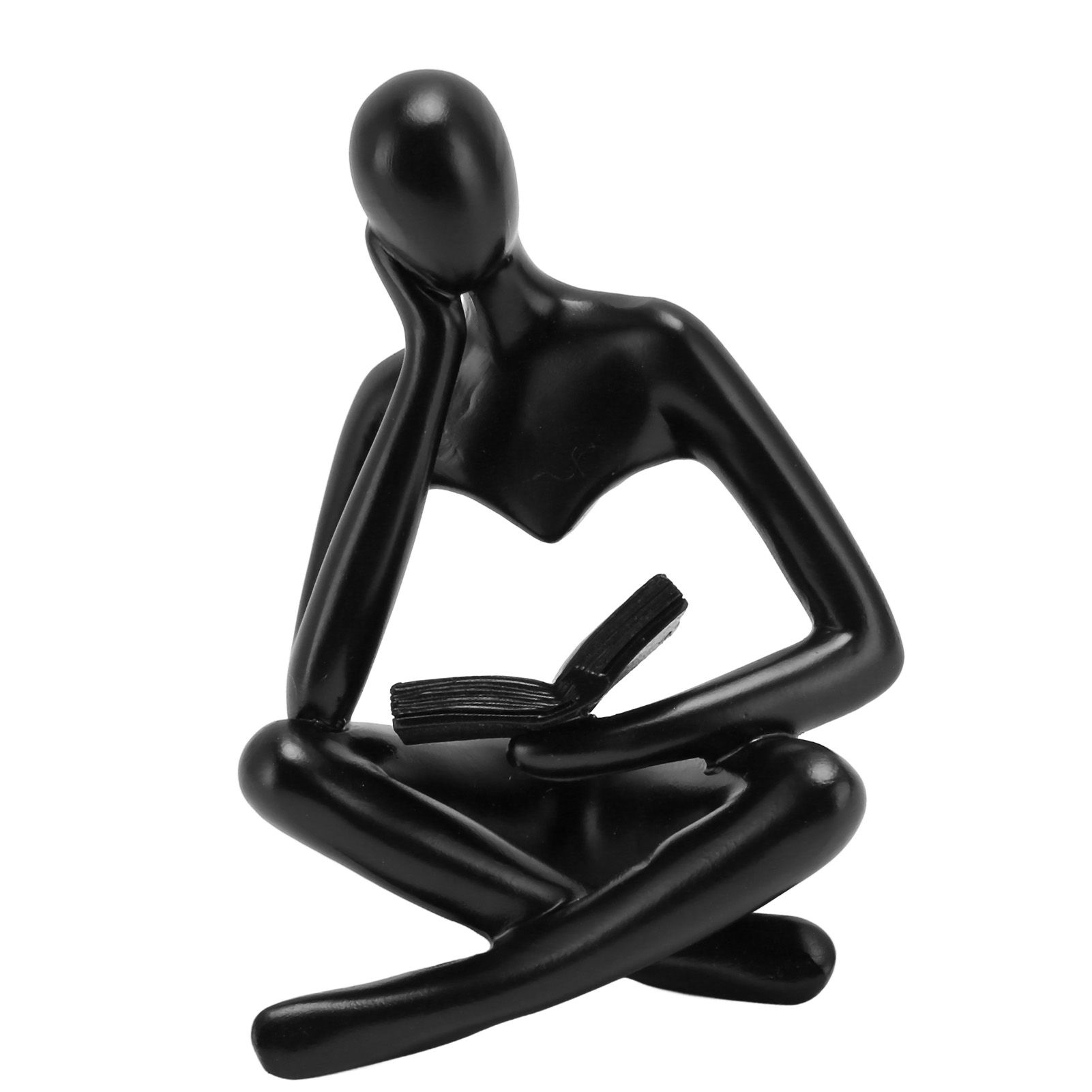 Thinker Reading Statue Resin Sitting Figure Abstract Art Ornament for Living view 7