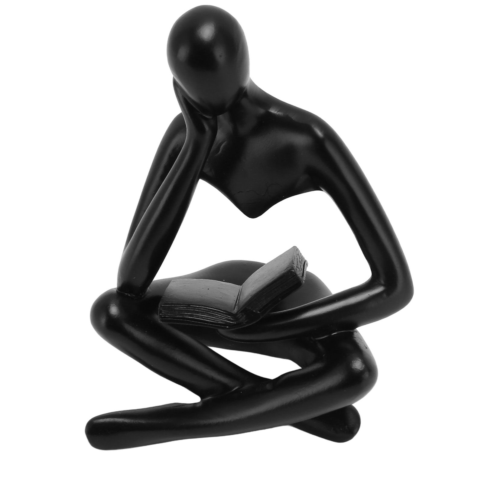 Thinker Reading Statue Resin Sitting Figure Abstract Art Ornament for Living view 10