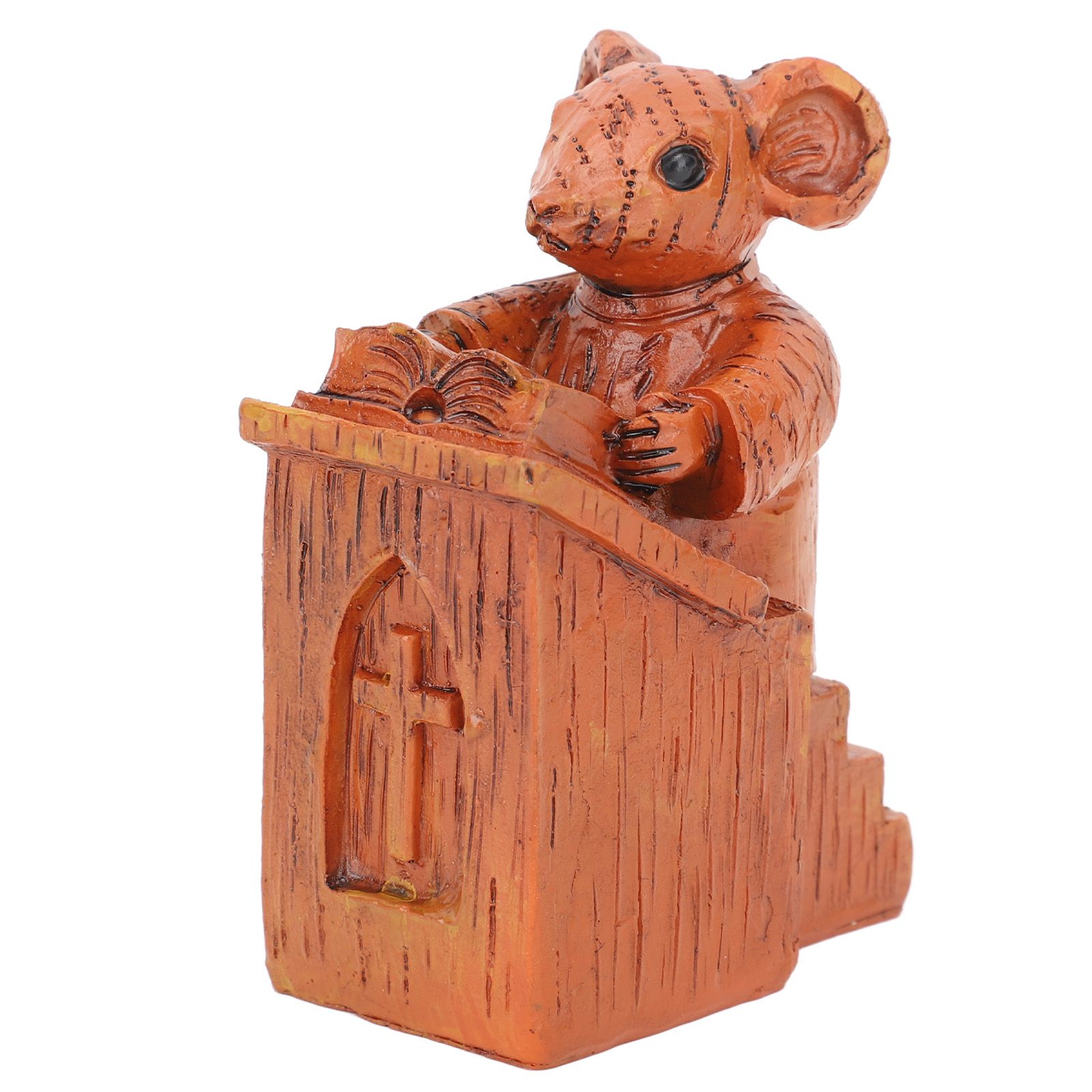 Church Mouse Statue Easy To Clean Brown Resin Church Mouse Resin Sculpture for view 5