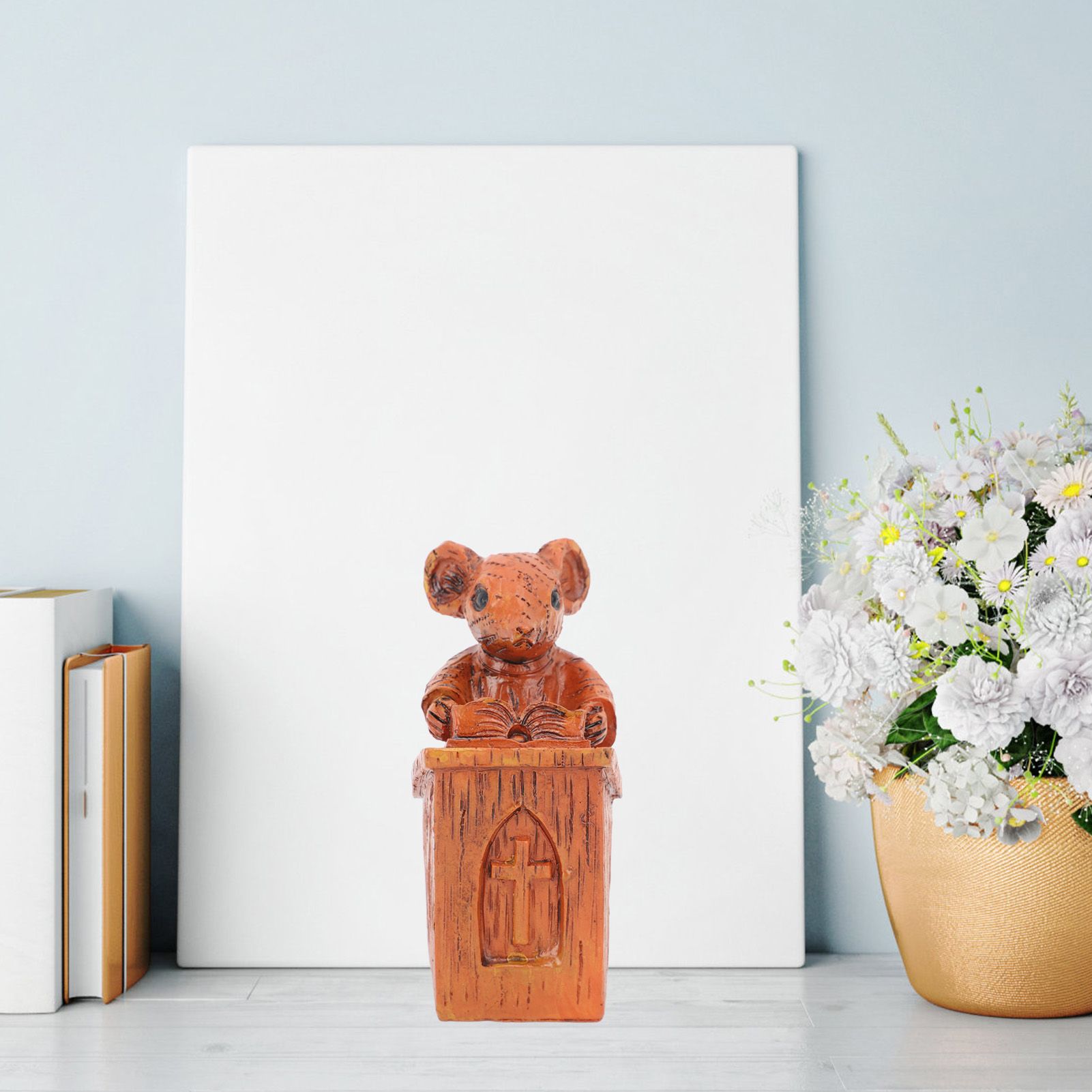 Church Mouse Statue Easy To Clean Brown Resin Church Mouse Resin Sculpture for view 12