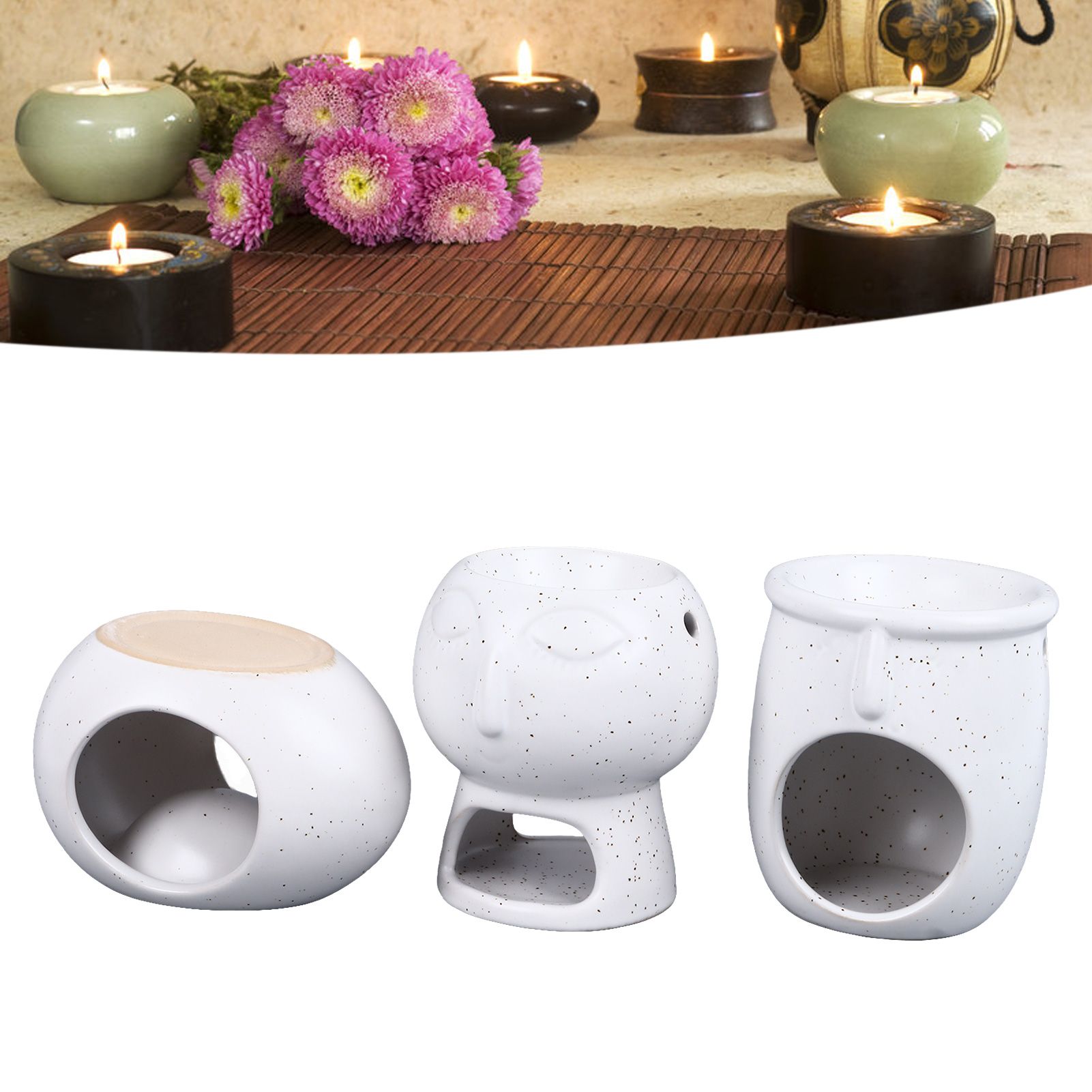 3Pcs Ceramic Tealight Candle Holder Oil Burner Wax Melt Oil Burner for Home view 12