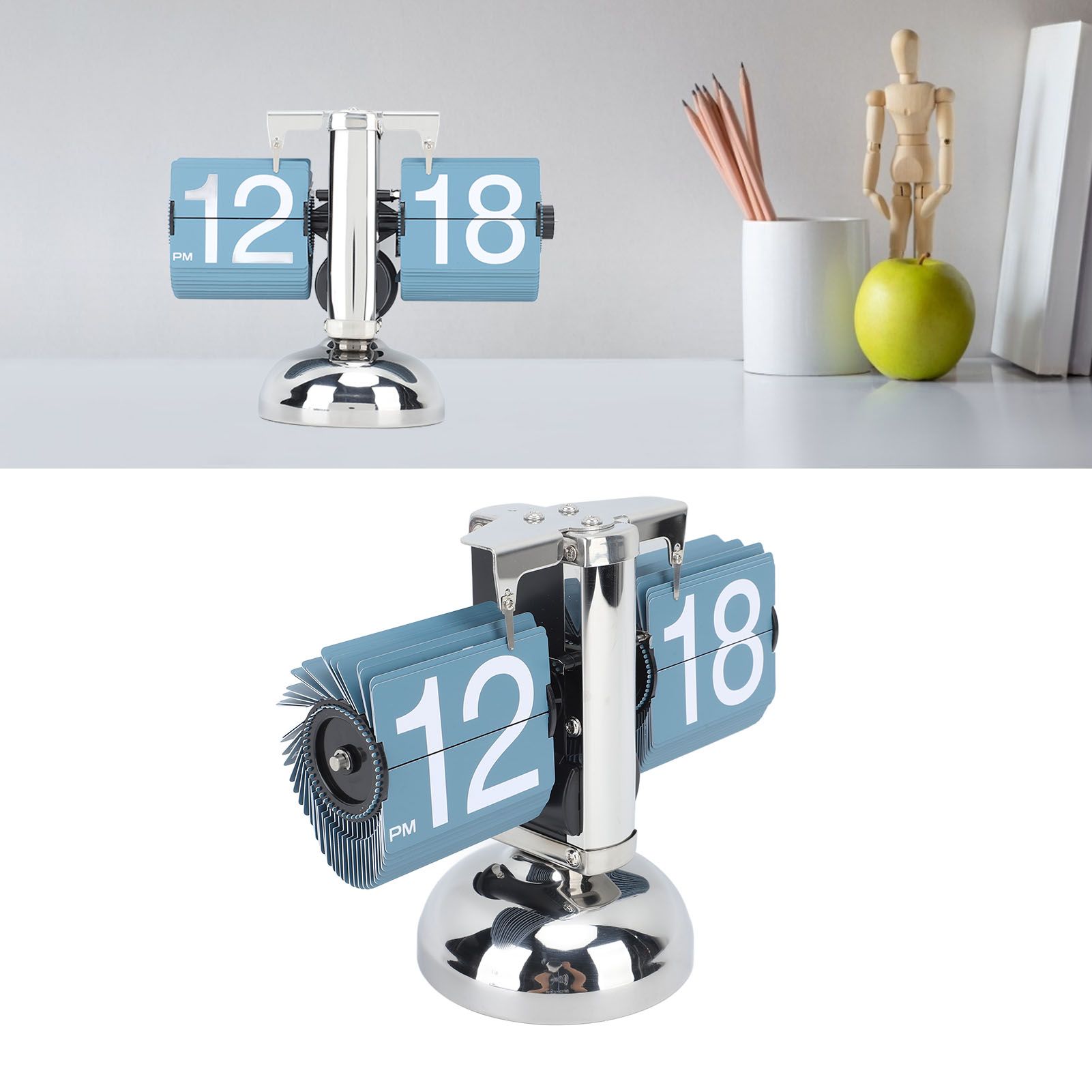 European Style Retro Digital Flip Down Clock 304 Stainless Steel Auto view 12