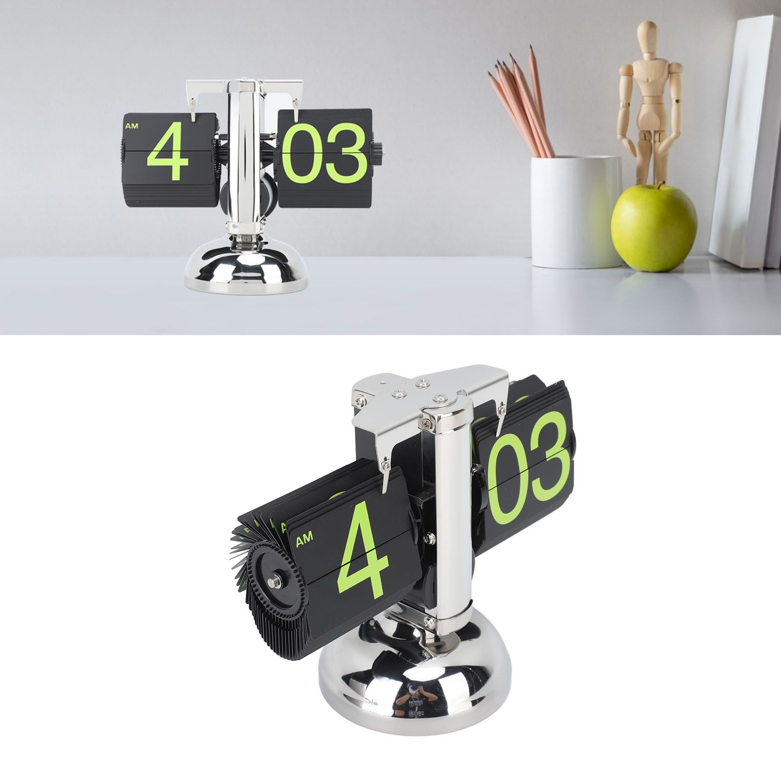 European Style Retro Digital Flip Down Clock 304 Stainless Steel Auto view 12