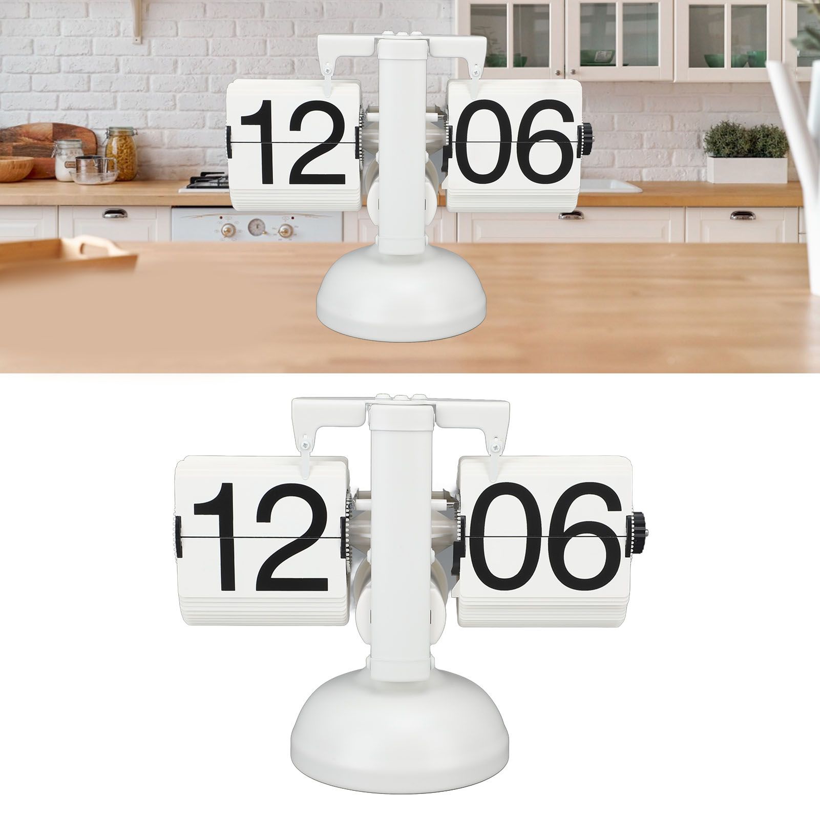 Flip Clock Large Number Battery Powered 304 Stainless Steel Tabletop Retro view 11
