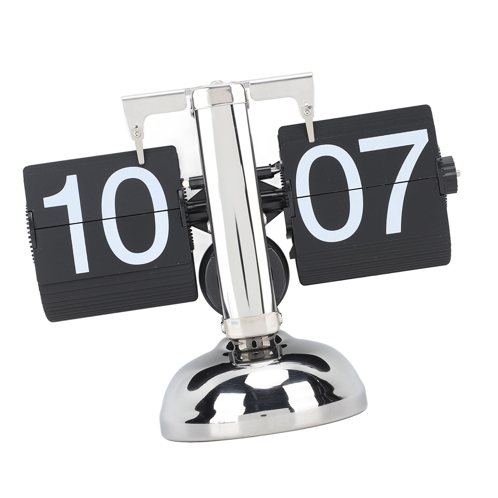 Flip Clock Large Number Battery Powered 304 Stainless Steel Tabletop Retro view 2