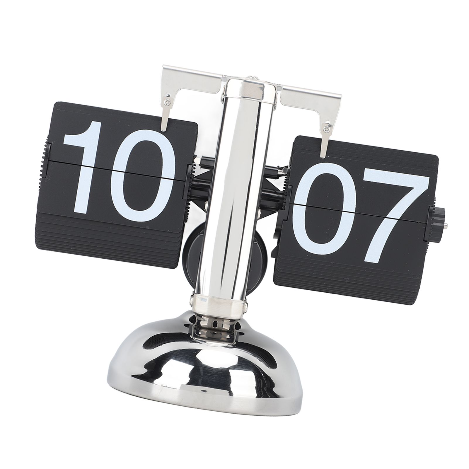 Flip Clock Large Number Battery Powered 304 Stainless Steel Tabletop Retro view 3