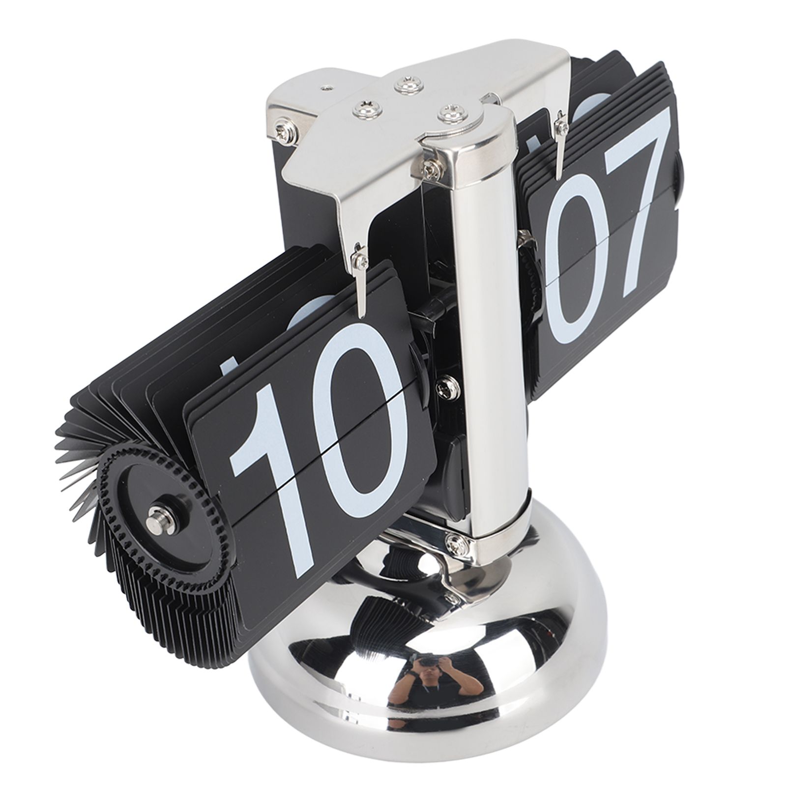 Flip Clock Large Number Battery Powered 304 Stainless Steel Tabletop Retro view 4