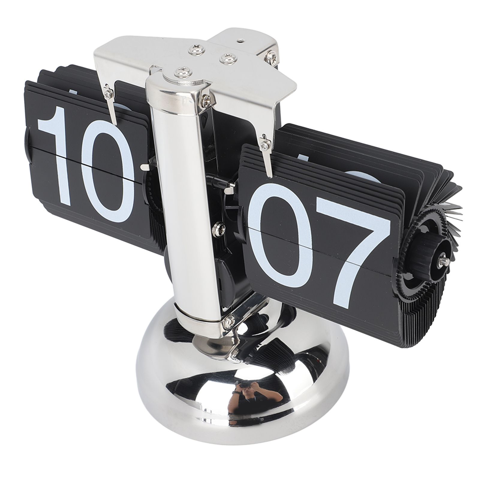 Flip Clock Large Number Battery Powered 304 Stainless Steel Tabletop Retro view 5