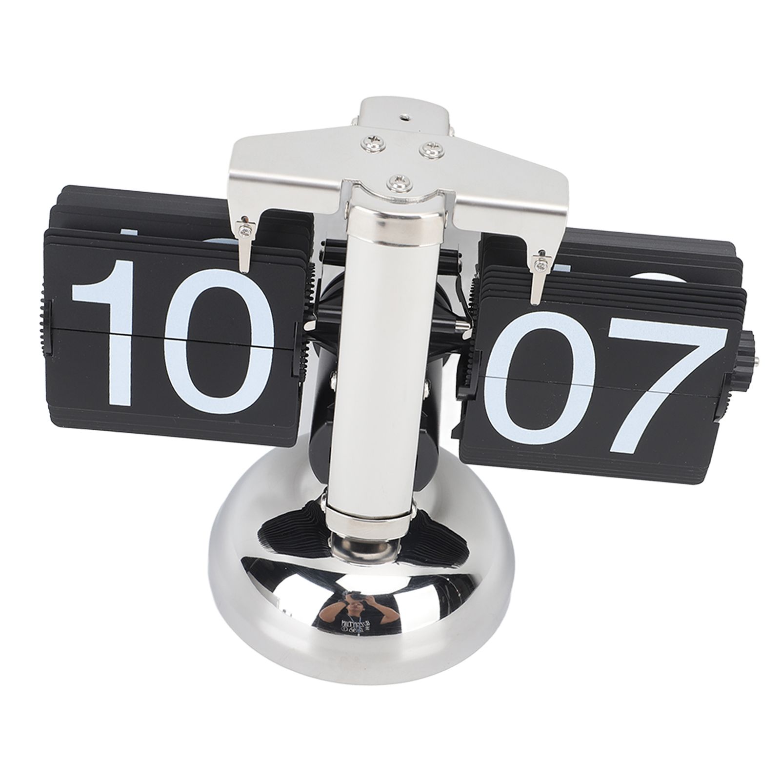 Flip Clock Large Number Battery Powered 304 Stainless Steel Tabletop Retro view 6