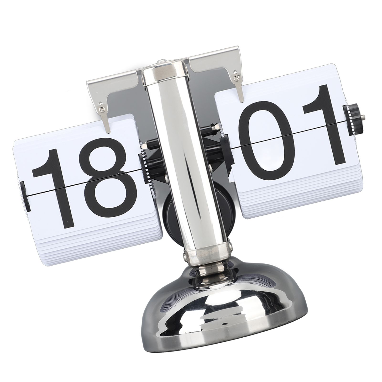 Flip Clock Large Number Battery Powered 304 Stainless Steel Tabletop Retro view 2